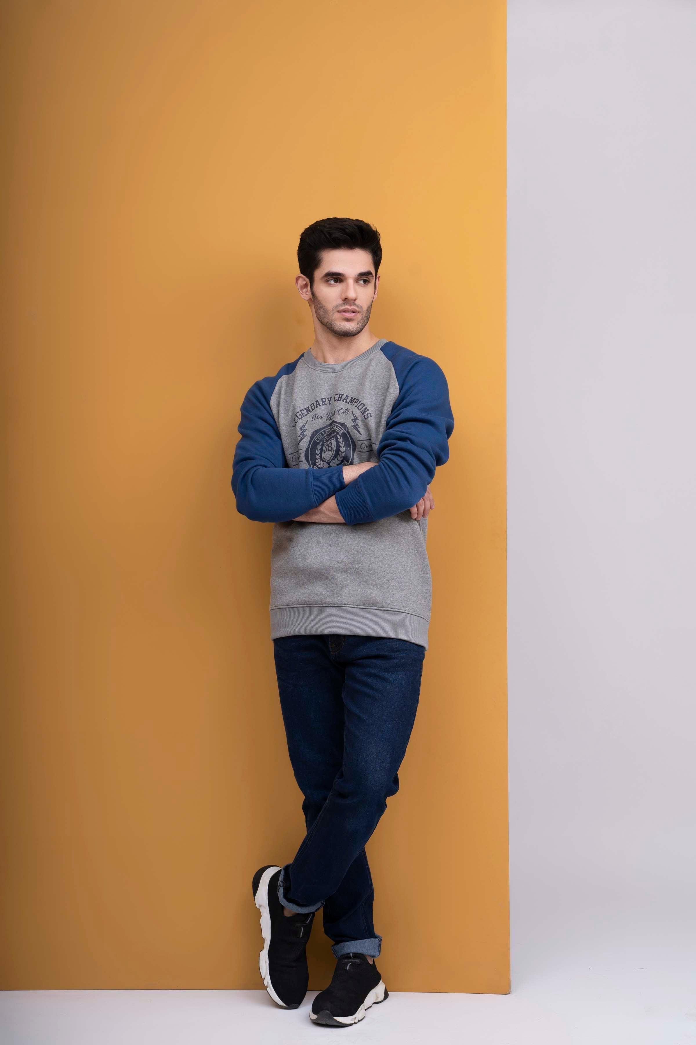 RAGLAN SLEEVES GREY BLUE at Charcoal Clothing
