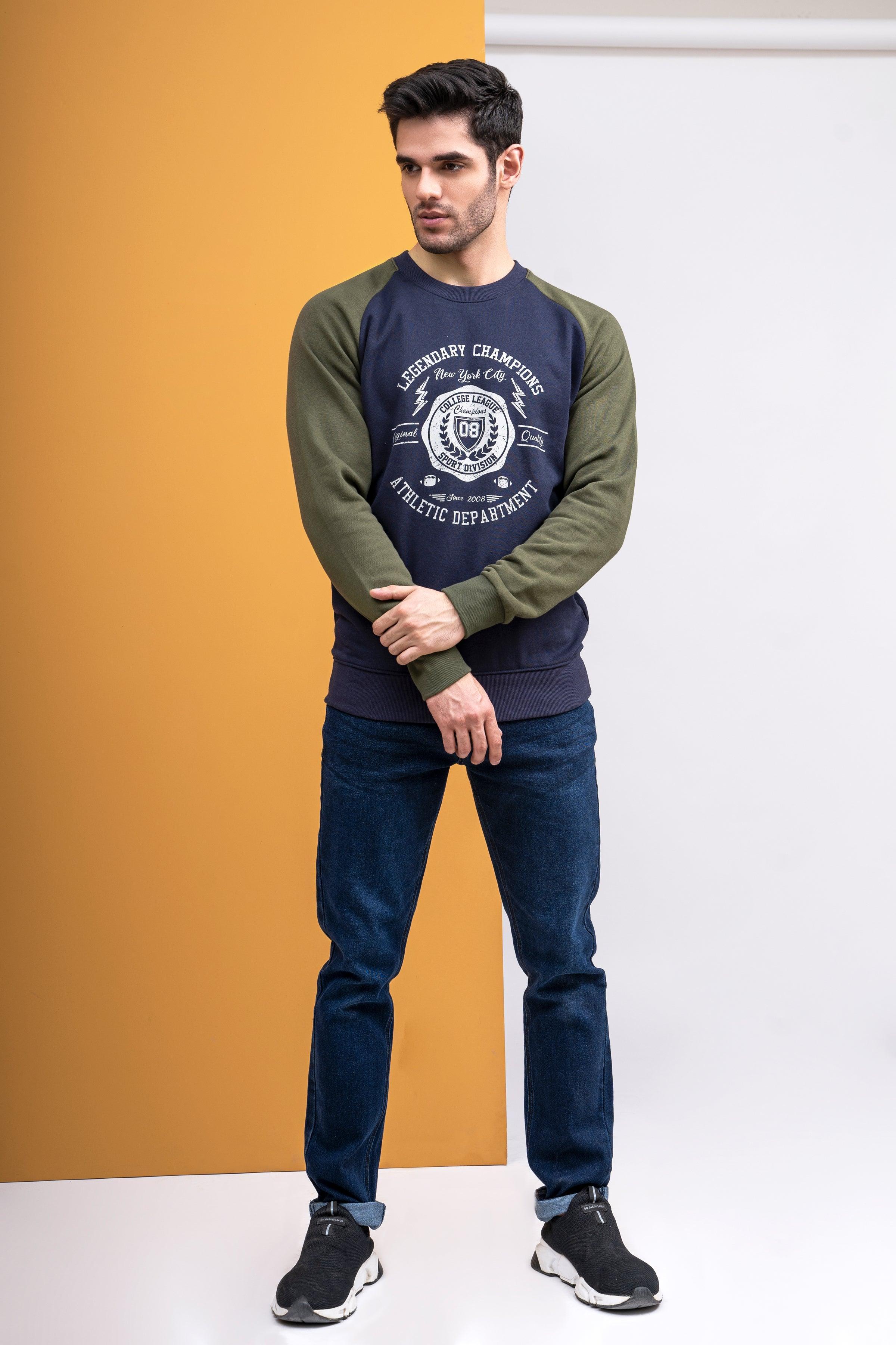 RAGLAN SLEEVES NAVY OLIVE at Charcoal Clothing