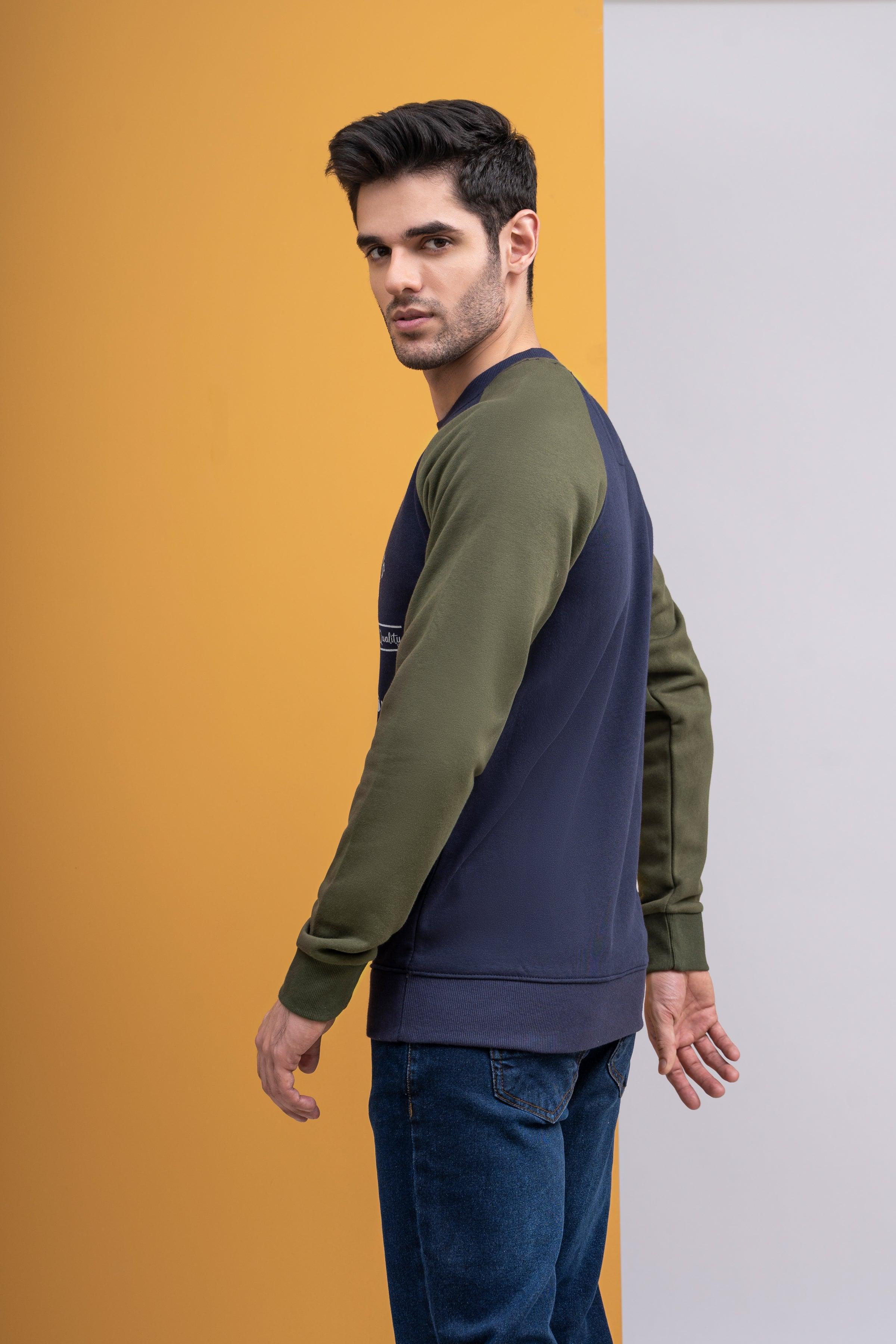 RAGLAN SLEEVES NAVY OLIVE at Charcoal Clothing