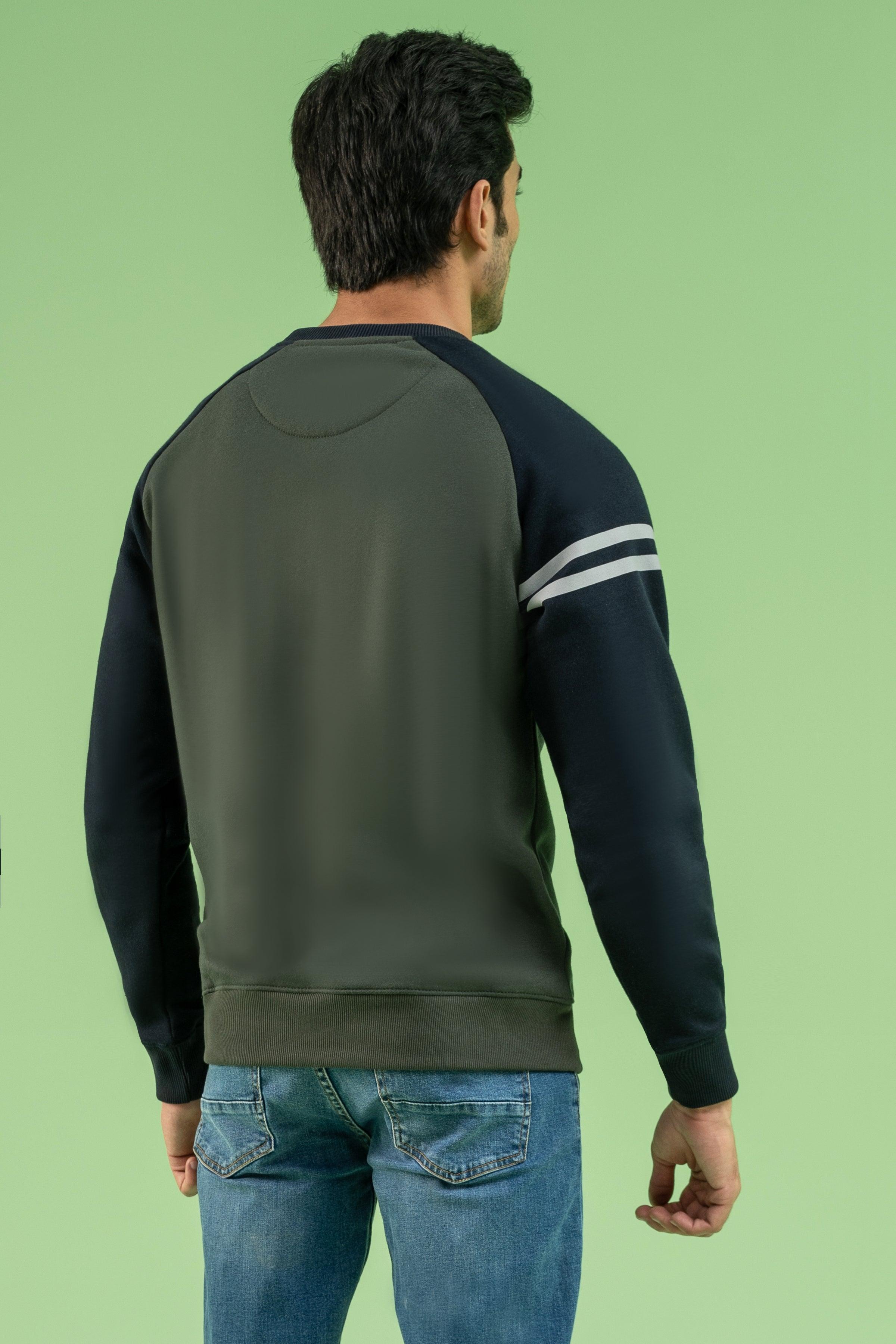 RAGLAN SLEEVES SWEAT SHIRT GREEN NAVY at Charcoal Clothing