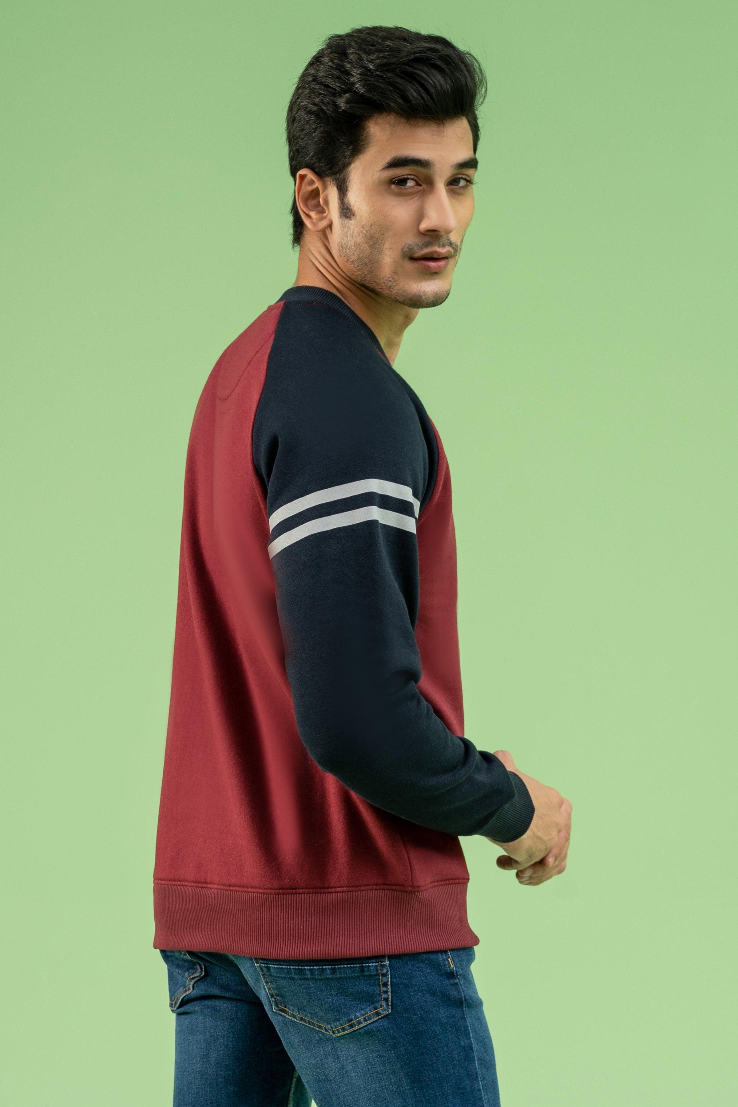RAGLAN SLEEVES SWEAT SHIRT MAROON NAVY at Charcoal Clothing