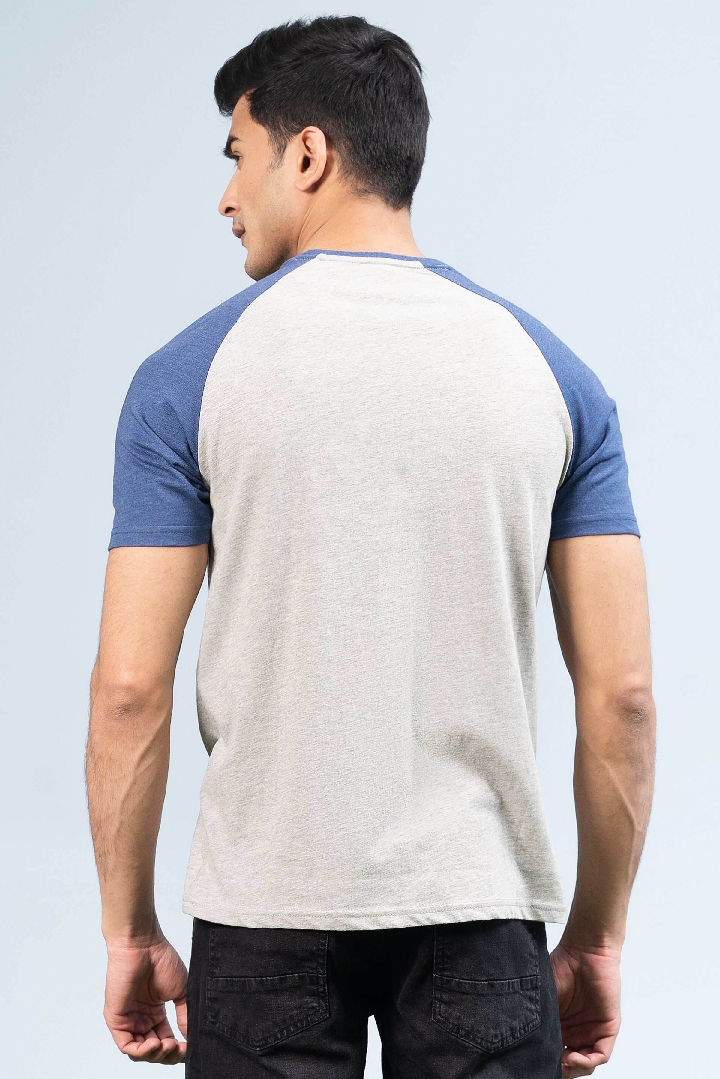 RAGLAN SLEEVES T-SHIRT BLUE GREY at Charcoal Clothing