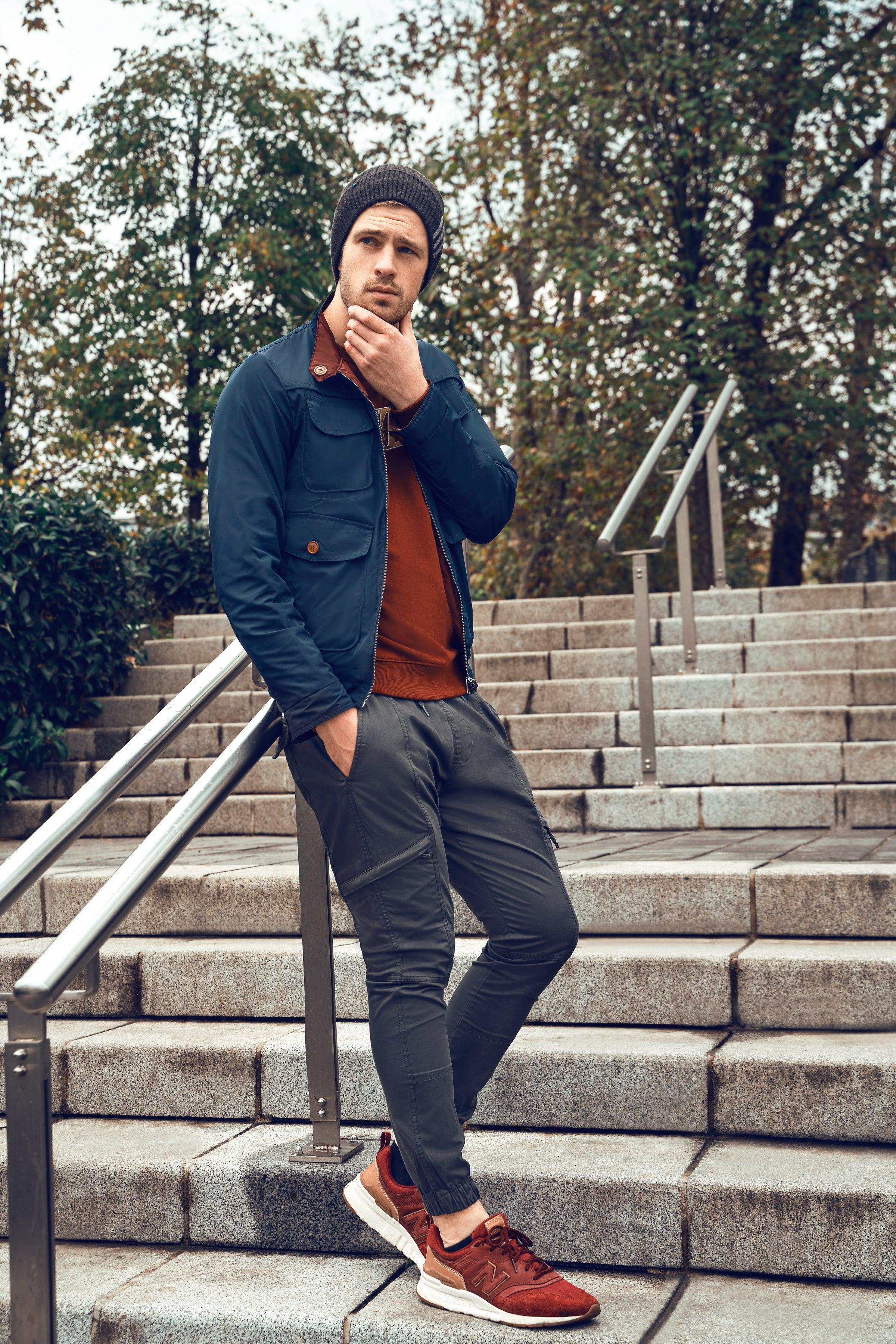 REVERSIBLE JACKET F/S NAVY MAROON at Charcoal Clothing