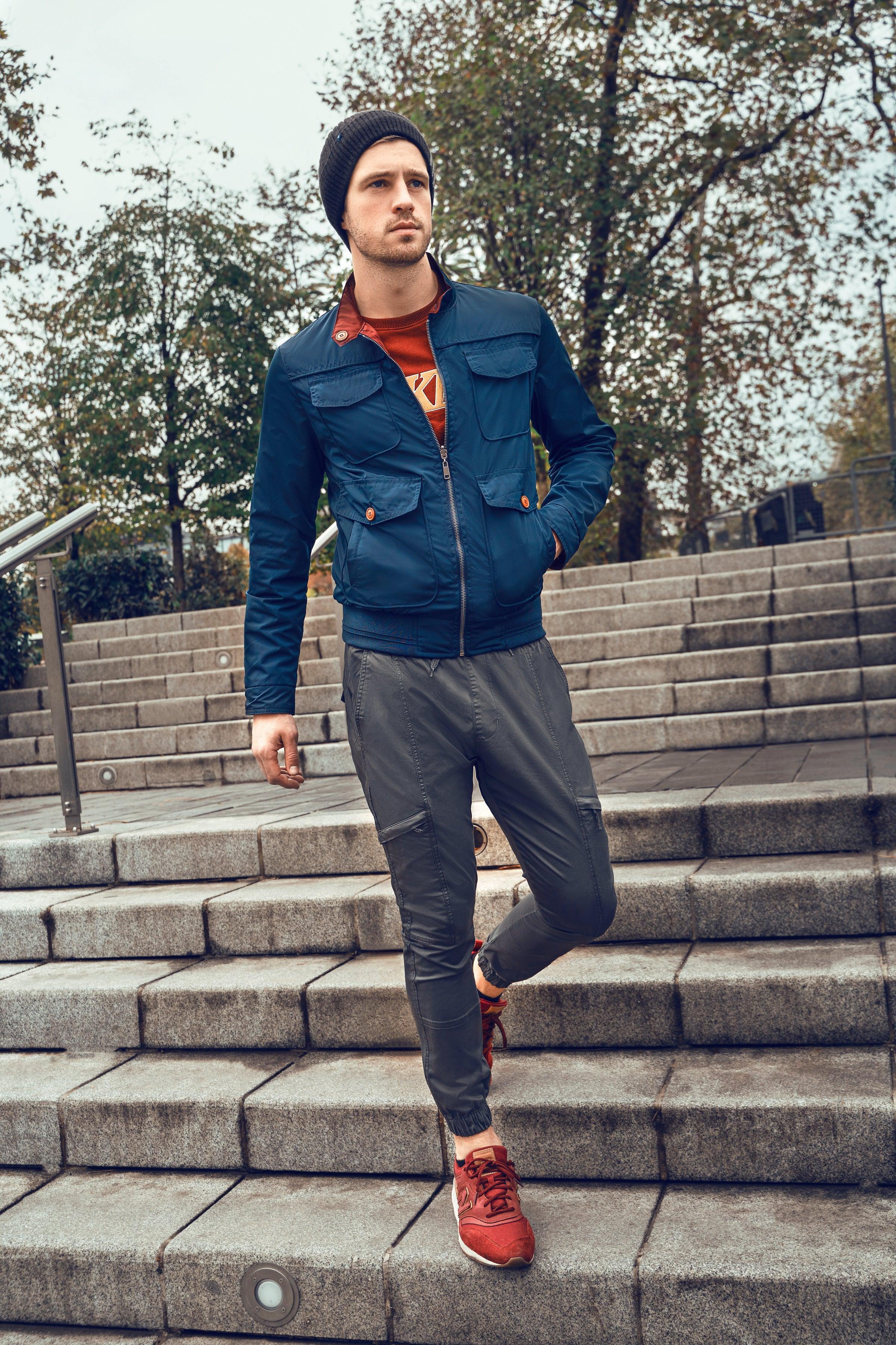 REVERSIBLE JACKET F/S NAVY MAROON at Charcoal Clothing