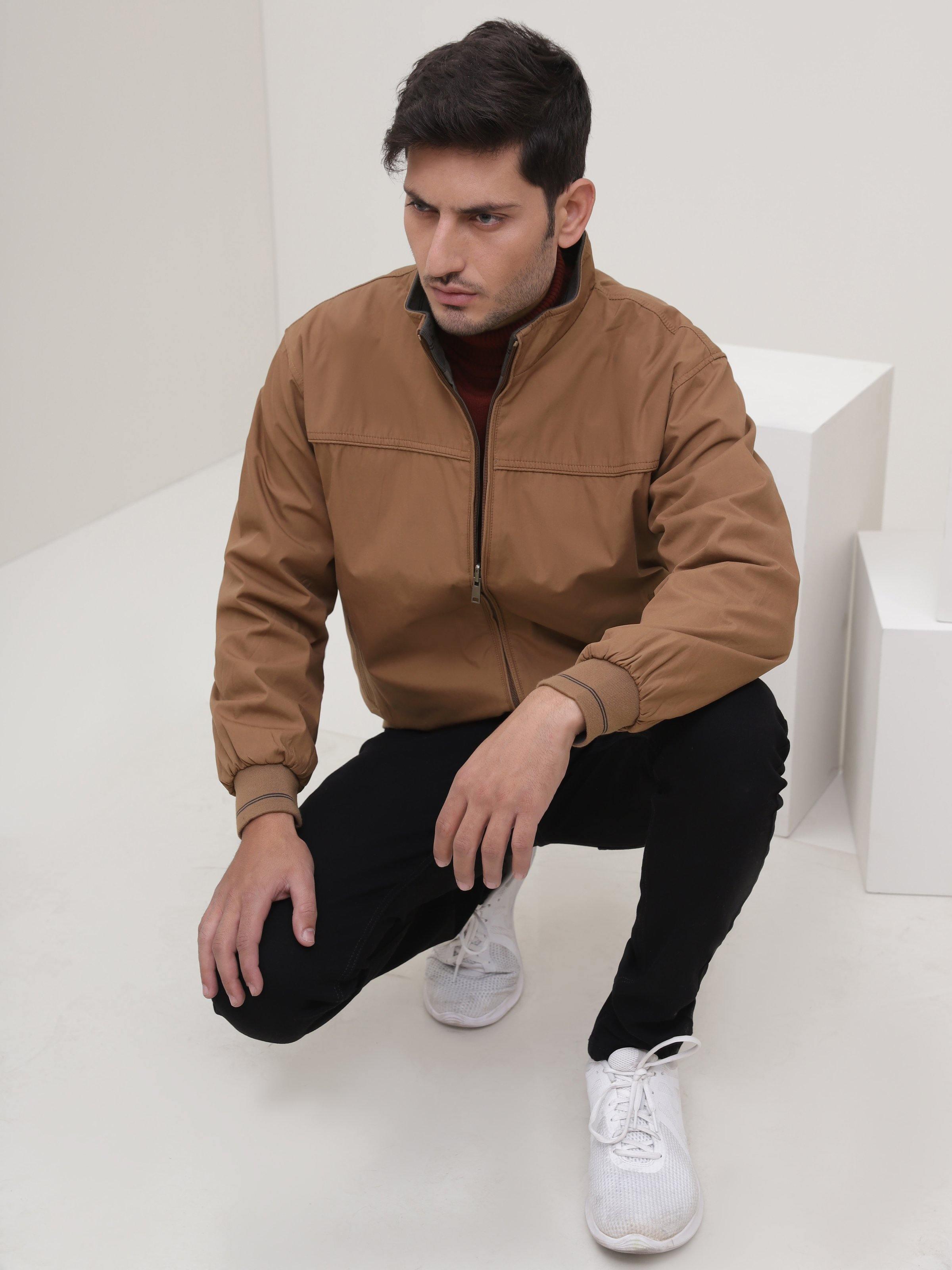 REVERSIBLE JACKET FULL SLEEVE KHAKI at Charcoal Clothing