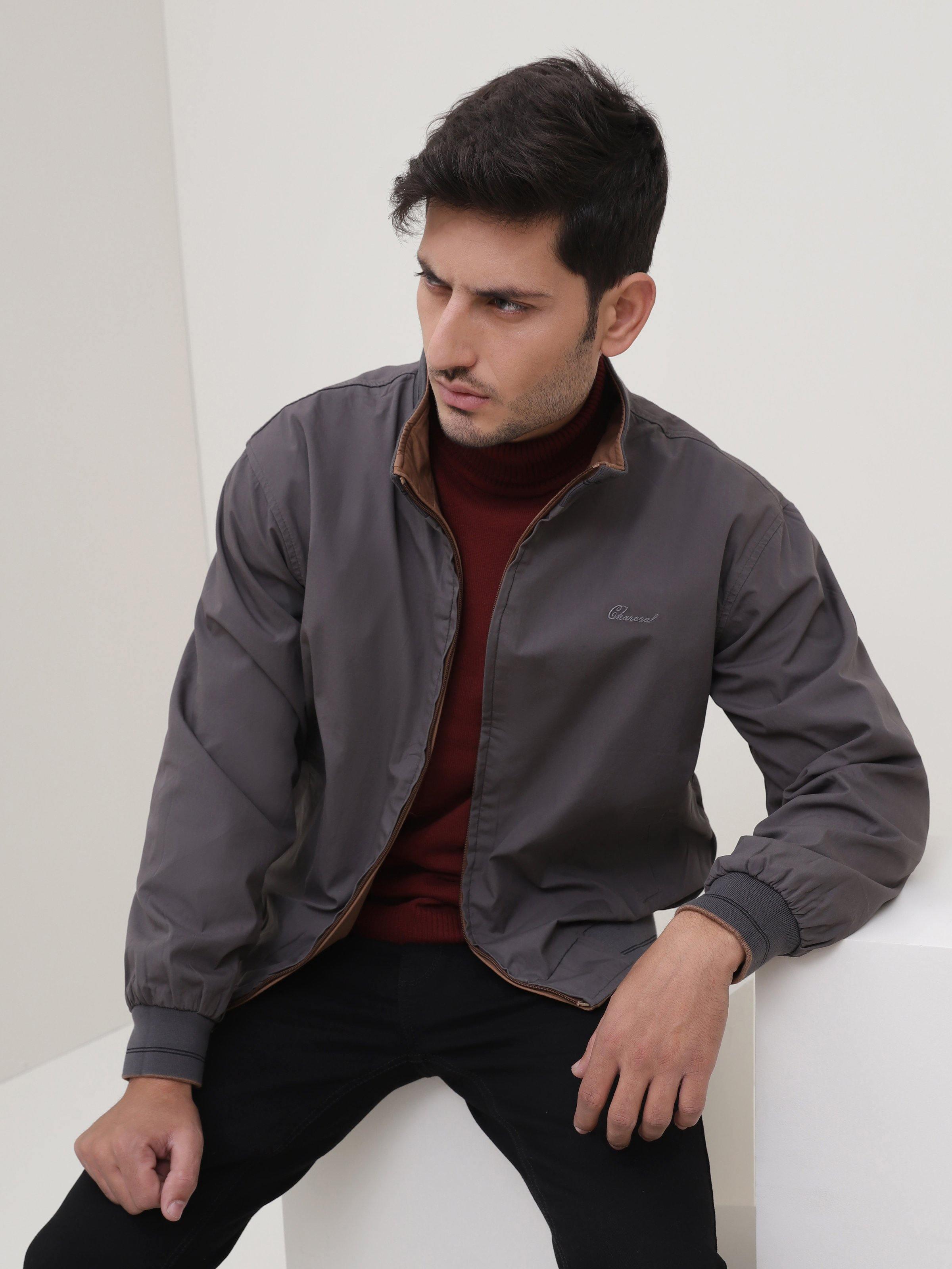 REVERSIBLE JACKET FULL SLEEVE KHAKI at Charcoal Clothing