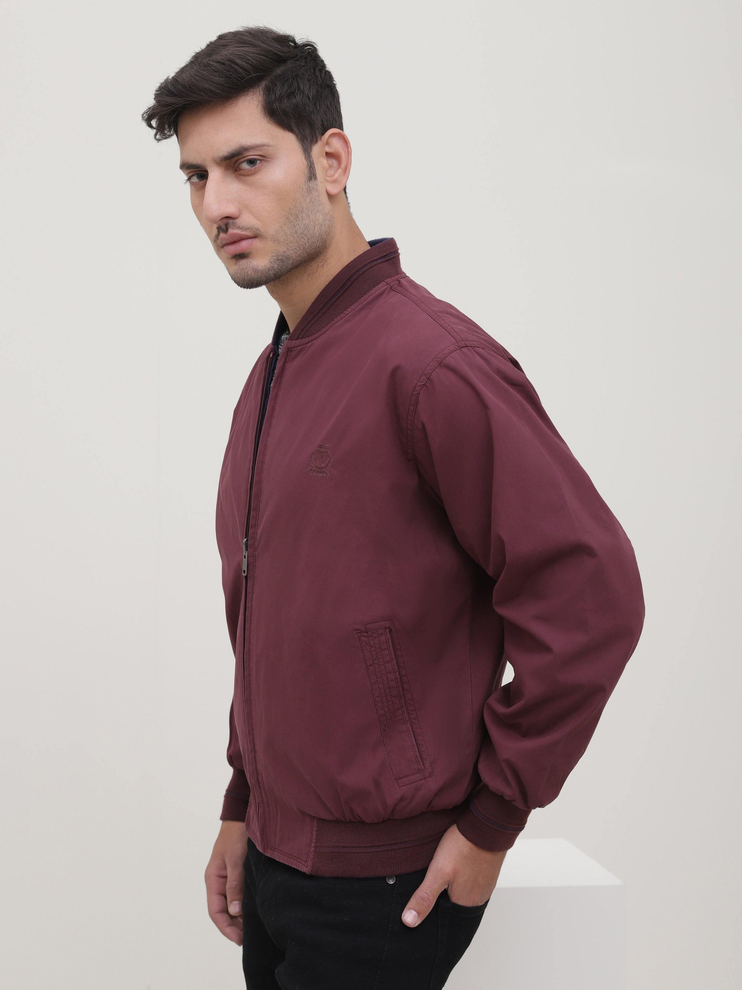 REVERSIBLE JACKET FULL SLEEVE MAROON at Charcoal Clothing