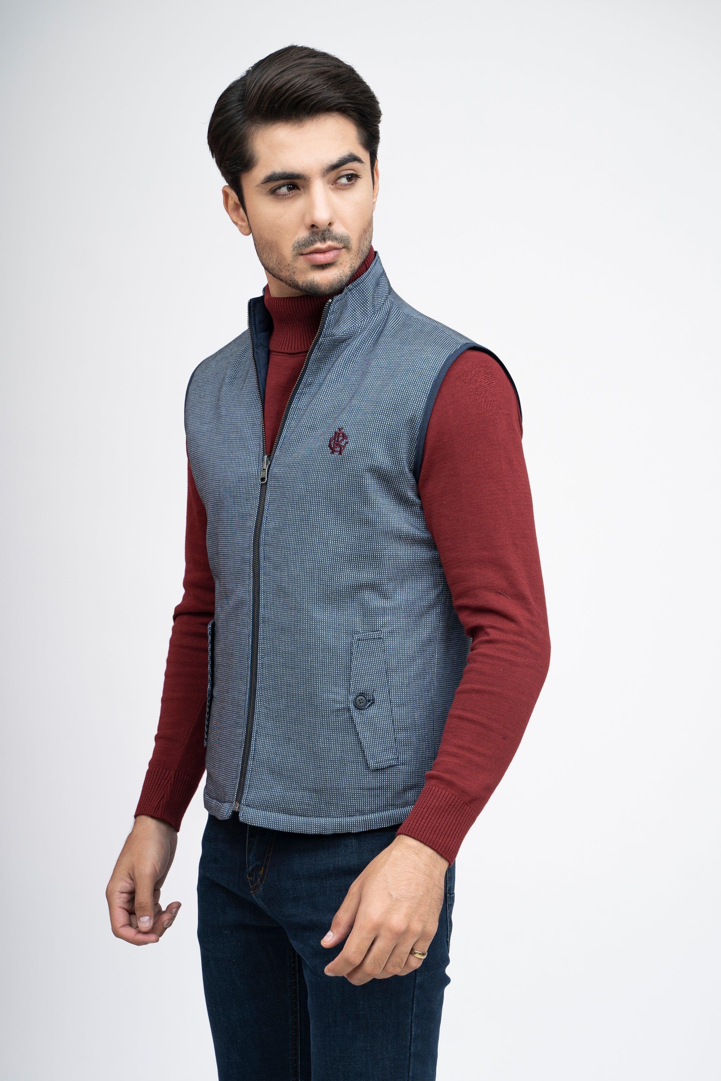 REVERSIBLE JACKET S/L BLUE WHITE at Charcoal Clothing