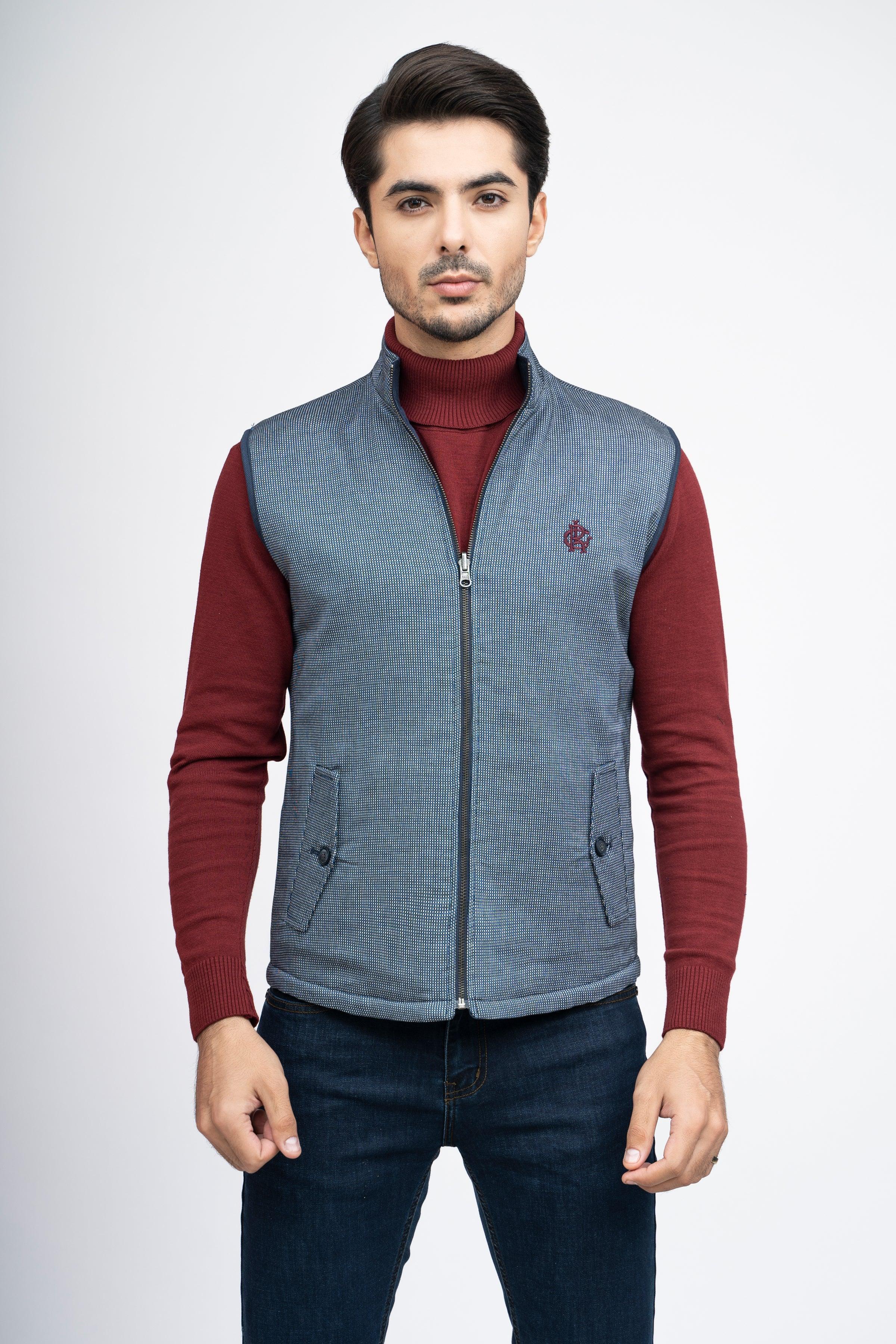 REVERSIBLE JACKET S/L BLUE WHITE at Charcoal Clothing