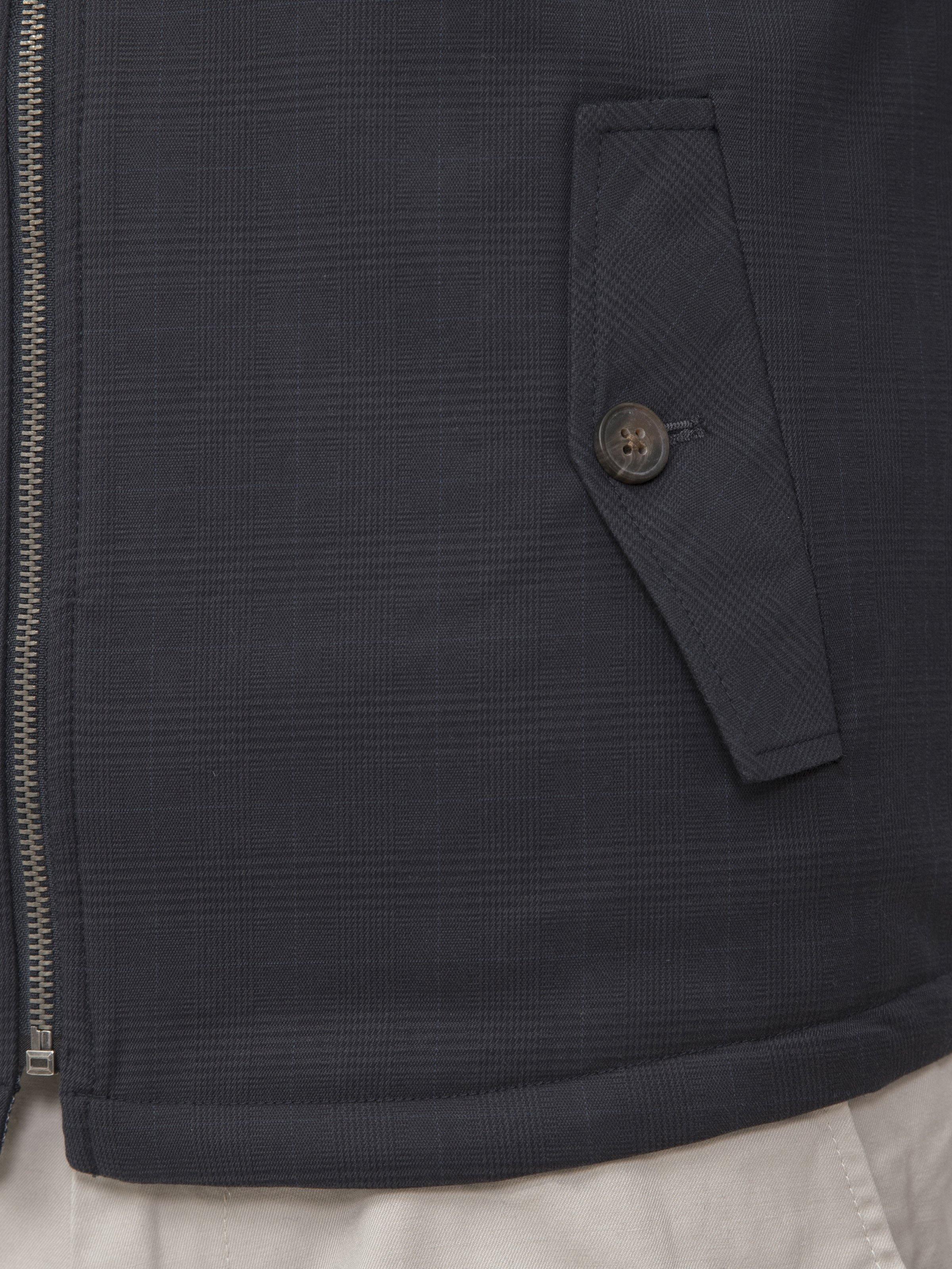 Charcoal black vest front panel with zipper and buttoned pocket flap