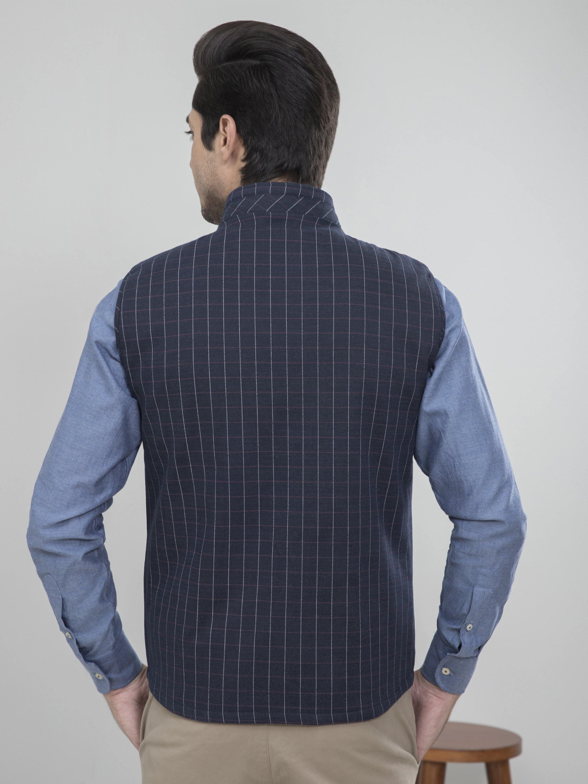 REVERSIBLE SLEEVELESS JACKET NAVY at Charcoal Clothing