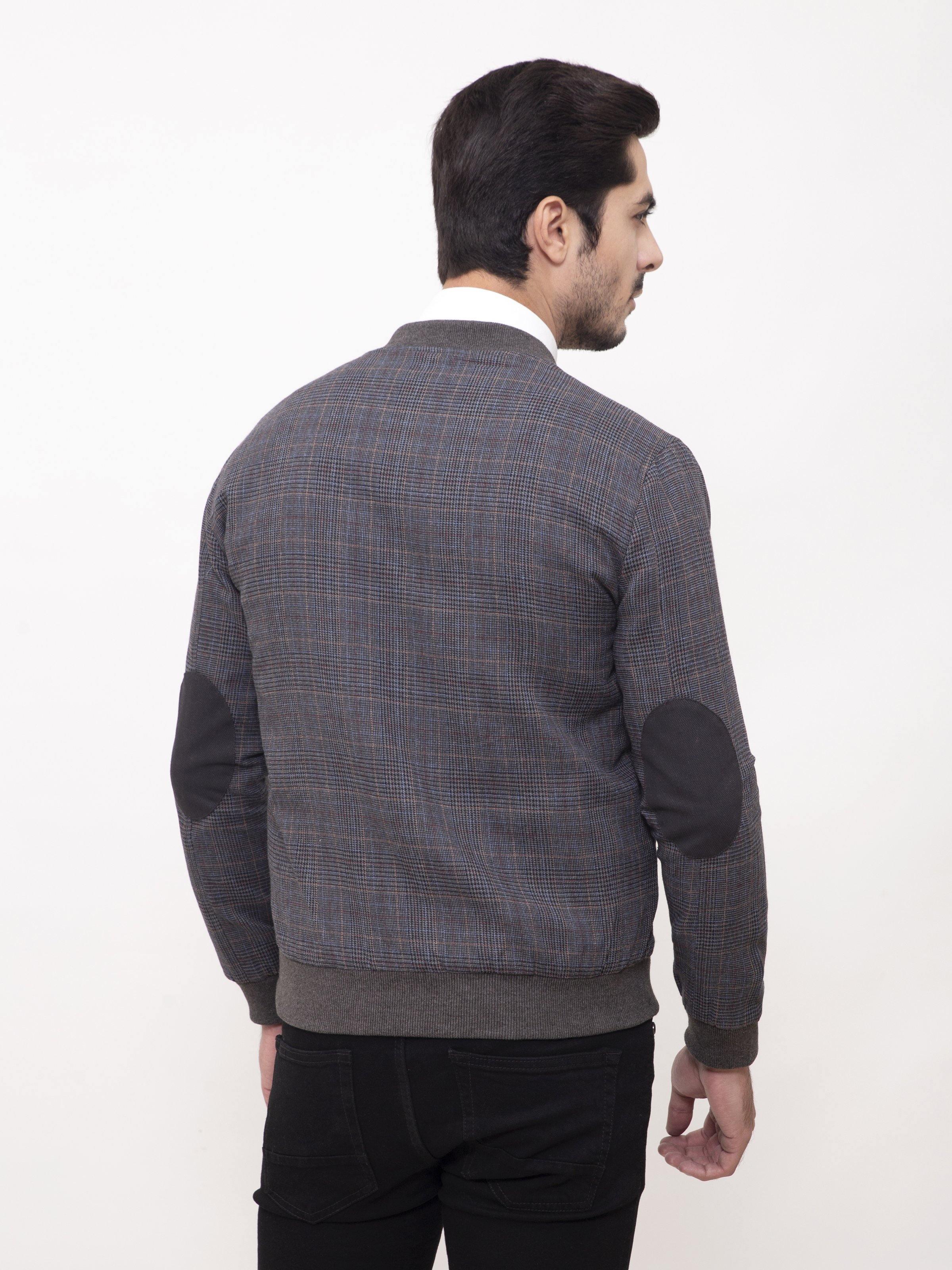 RIB BAN JACKET FULL SLEEVE GREY BLACK at Charcoal Clothing