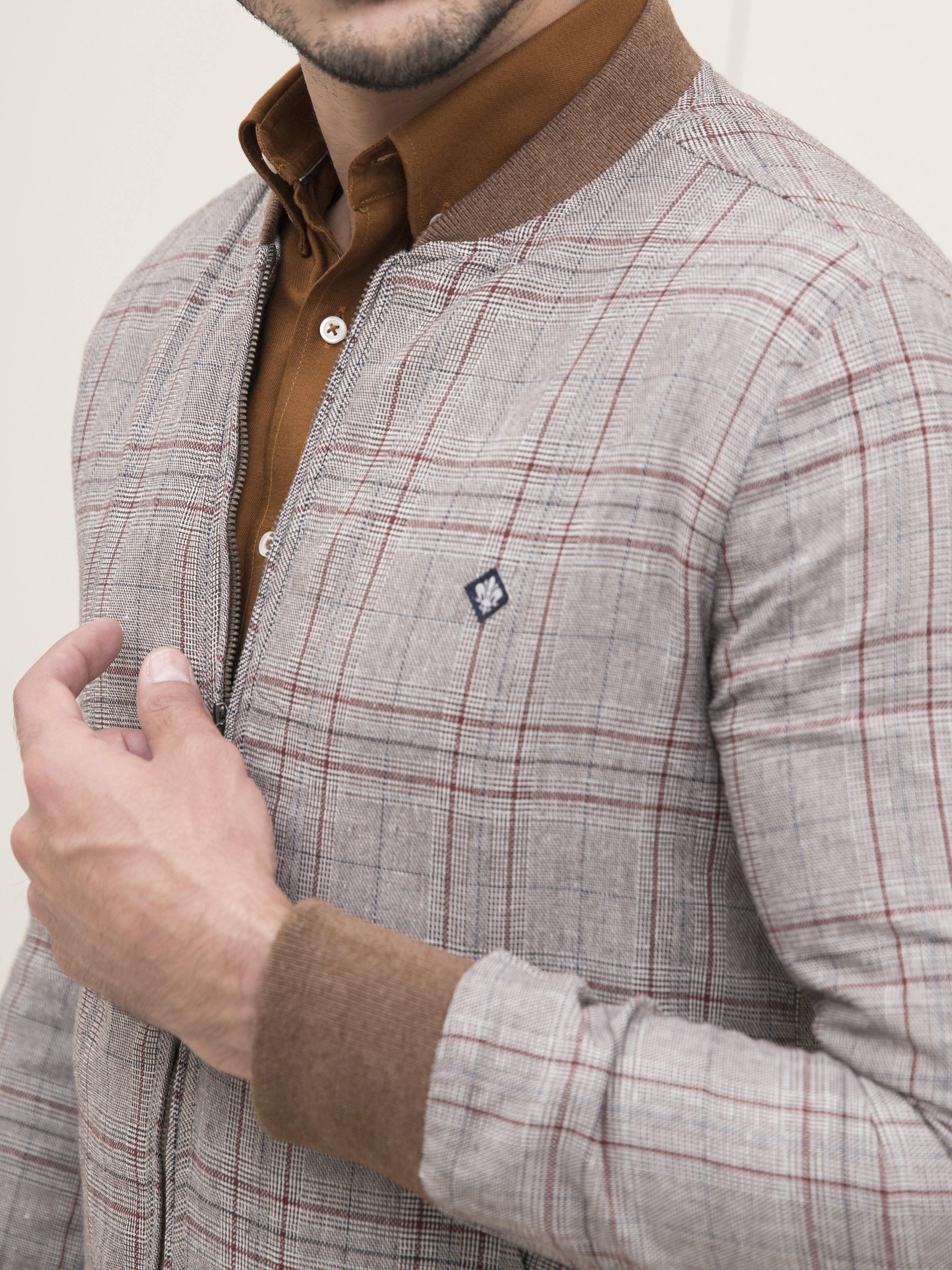 RIB BAN JACKET FULL SLEEVE LIGHT KHAKI at Charcoal Clothing