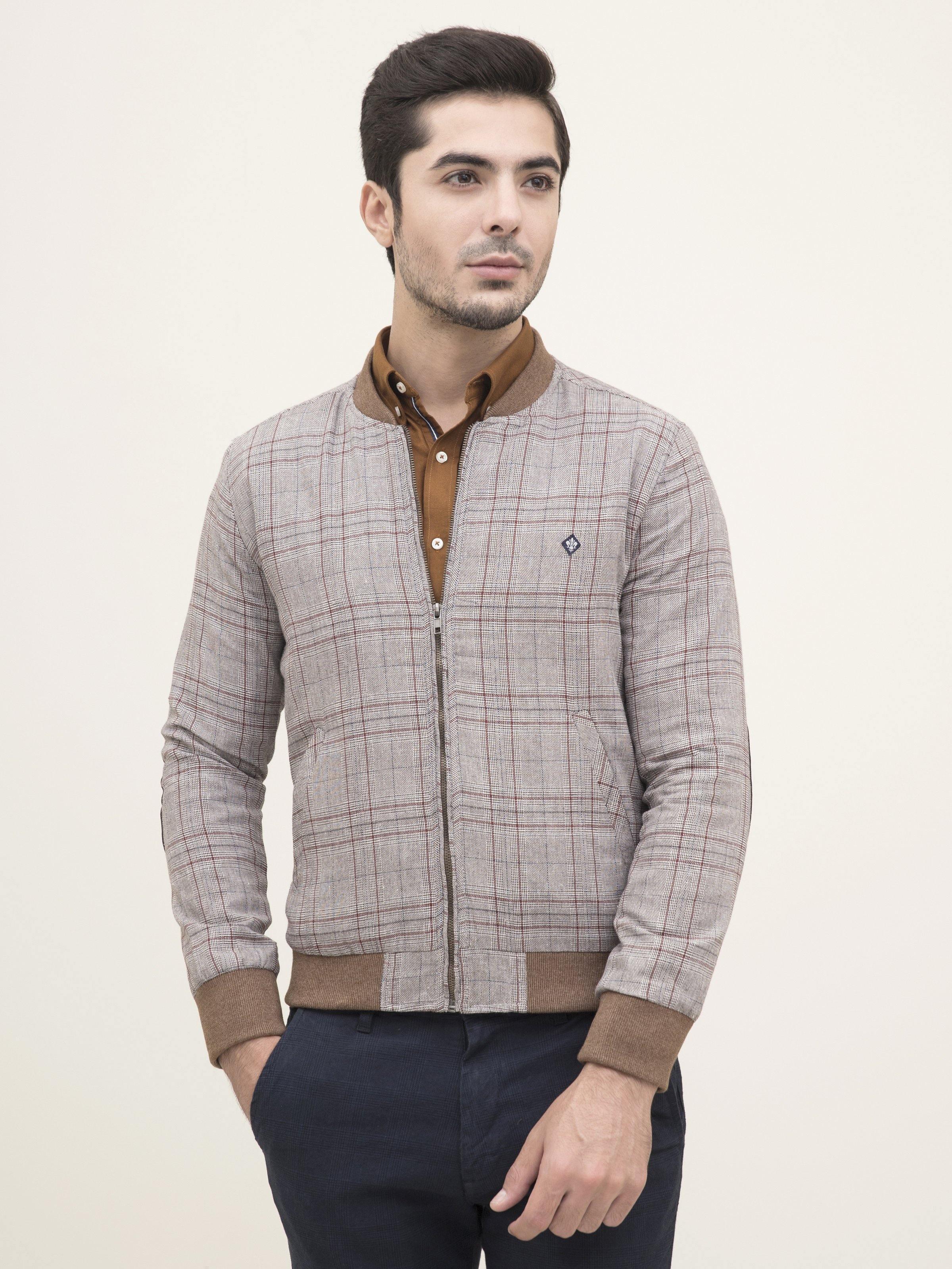 RIB BAN JACKET FULL SLEEVE LIGHT KHAKI at Charcoal Clothing