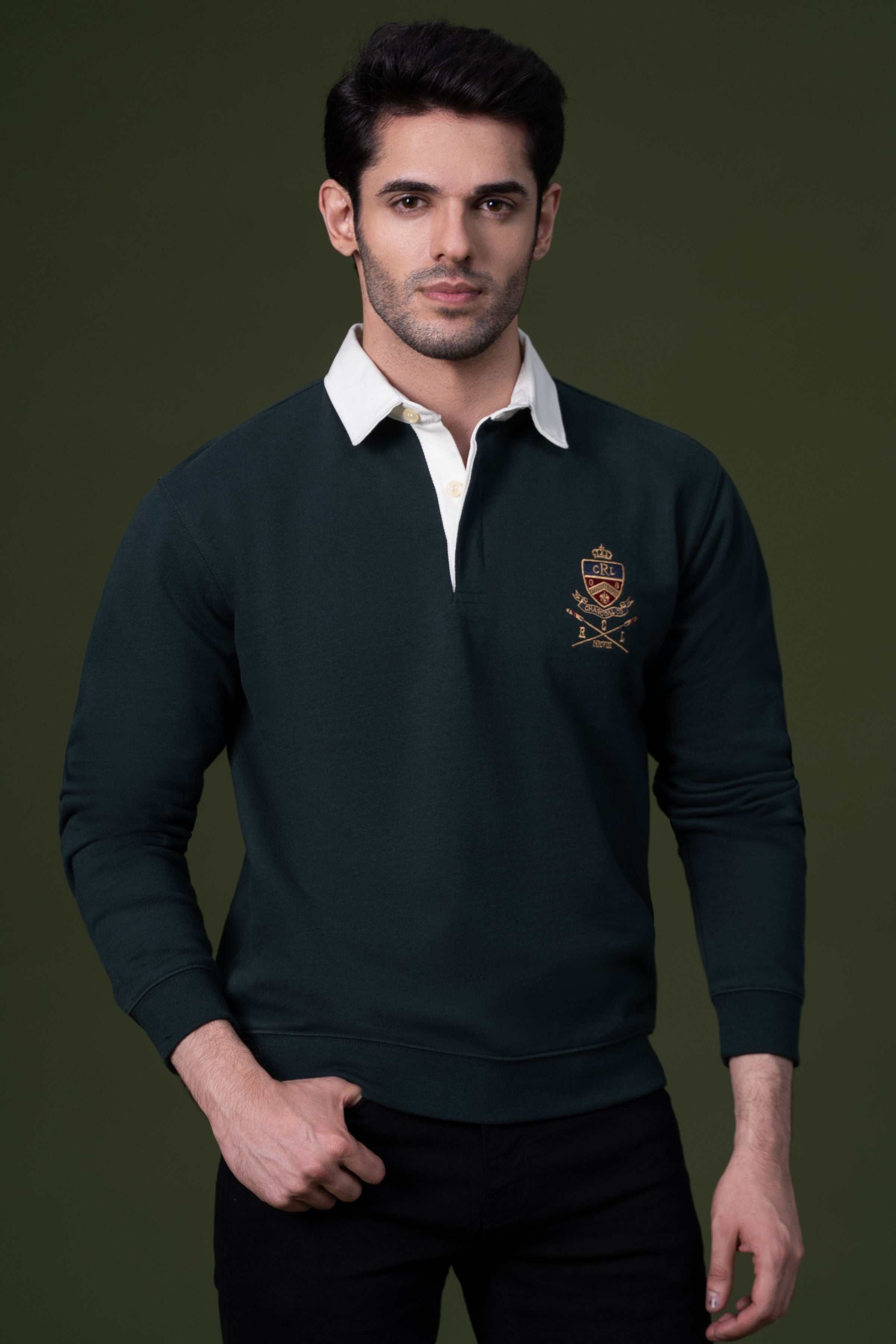 RUGBY POLO SHIRT GREEN at Charcoal Clothing
