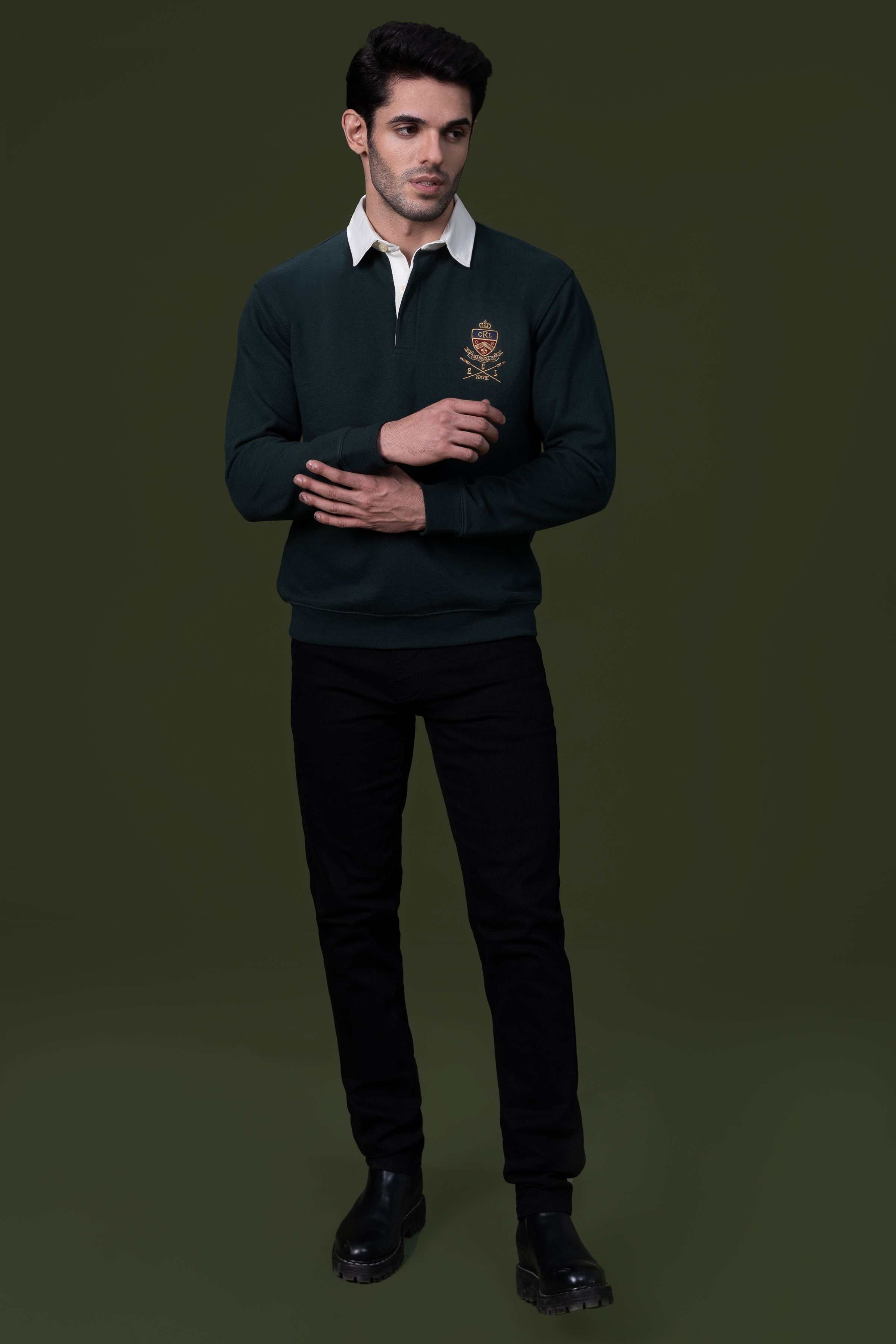 RUGBY POLO SHIRT GREEN at Charcoal Clothing