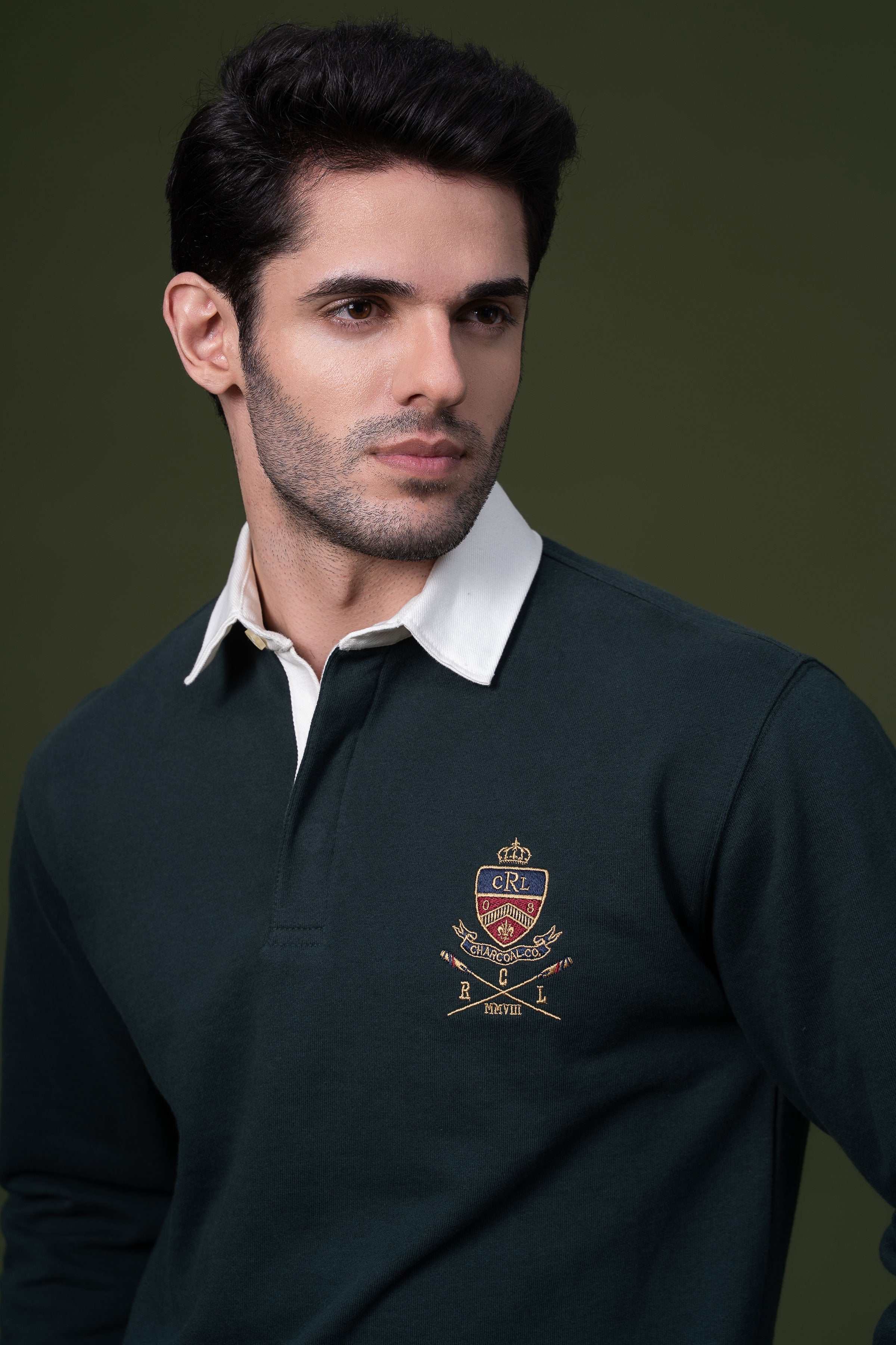 RUGBY POLO SHIRT GREEN at Charcoal Clothing
