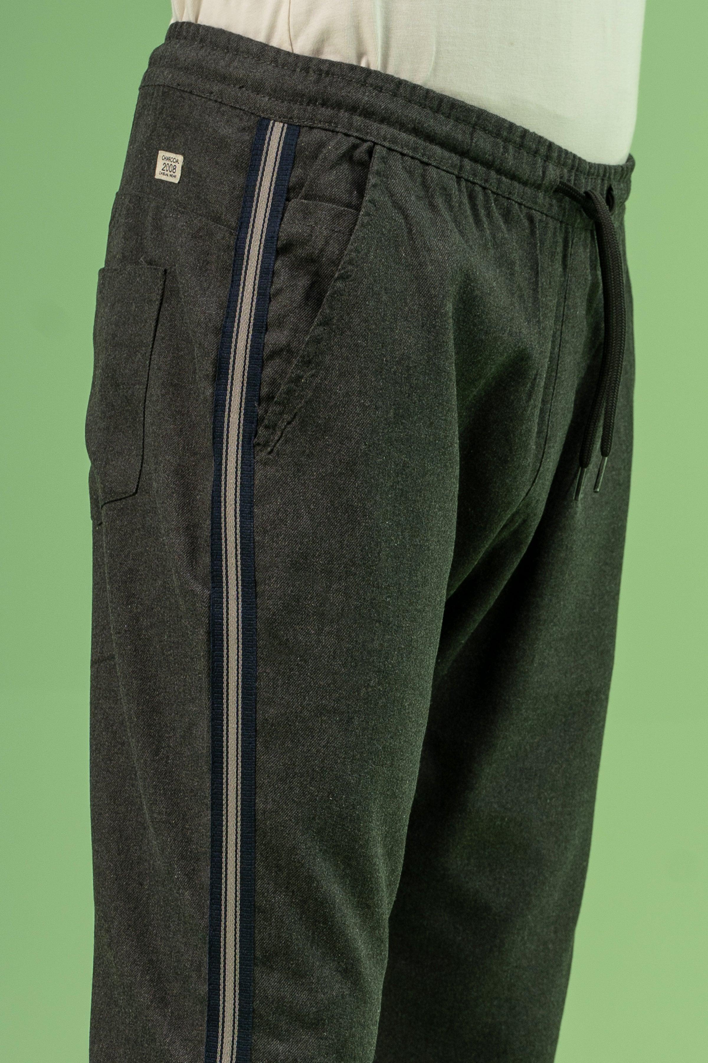 SELF TEXTURED CONTRAST TAPE TROUSER CHARCOAL at Charcoal Clothing