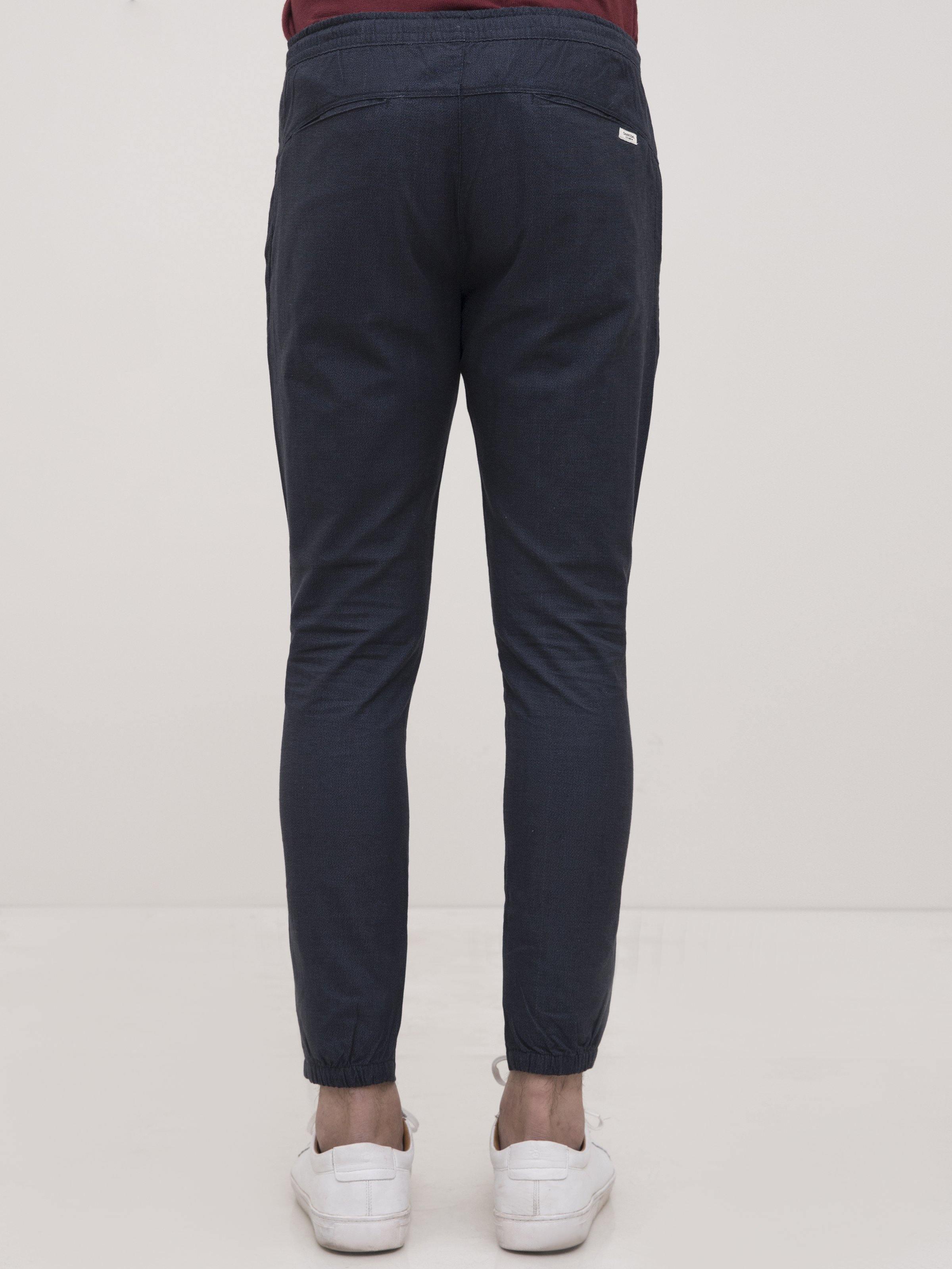 SELF TEXTURED TAPERED FIT TROUSER BLACK GREY at Charcoal Clothing