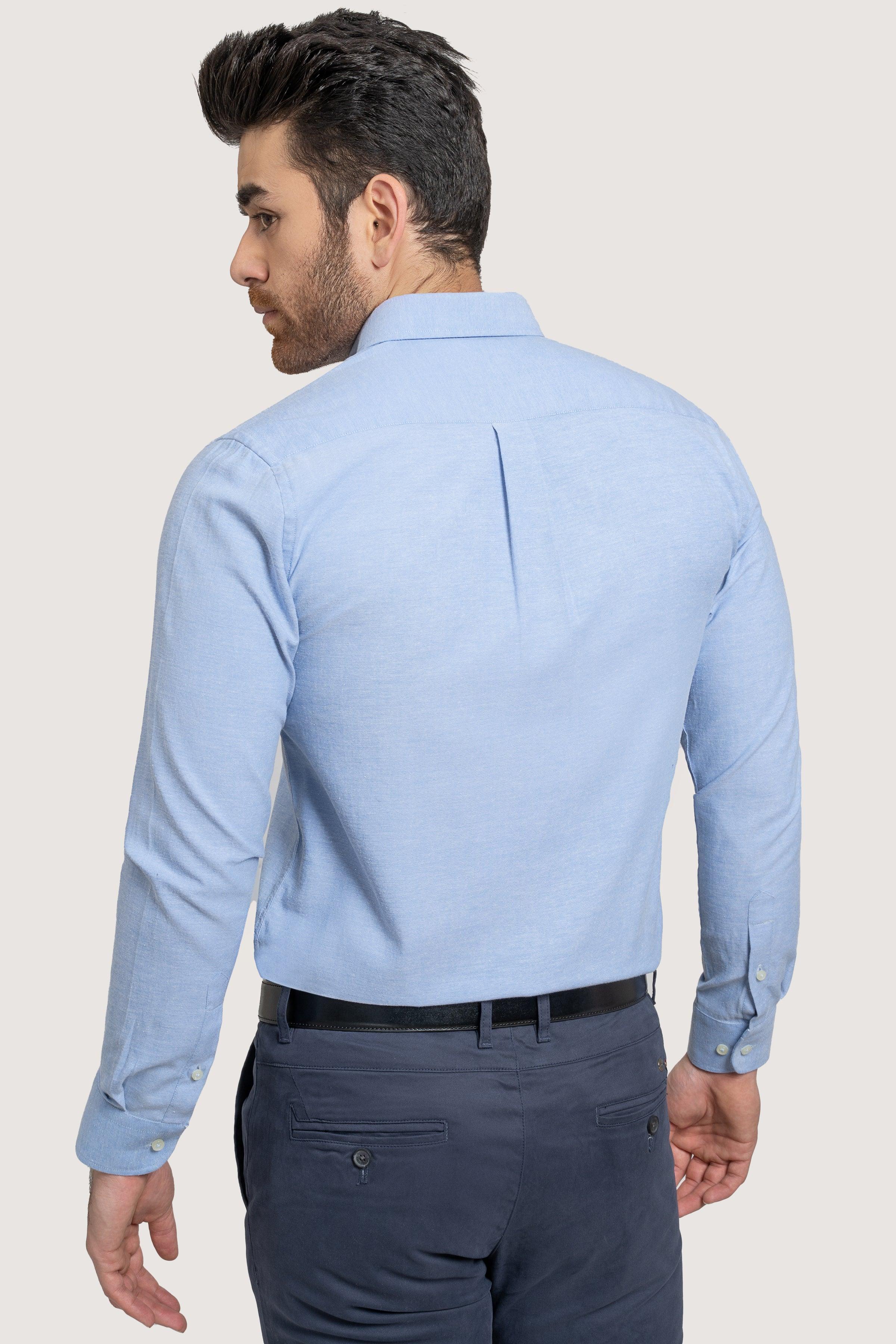 SEMI CASUAL OXFORD LIGHT BLUE SHIRT at Charcoal Clothing