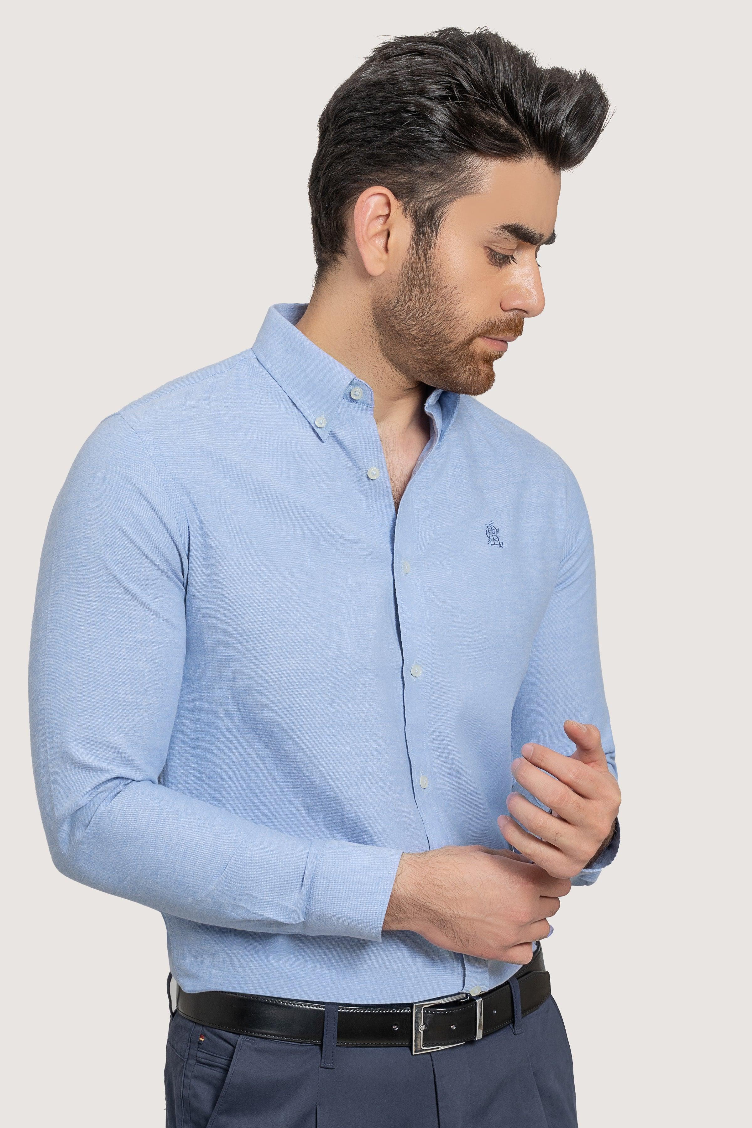 SEMI CASUAL OXFORD LIGHT BLUE SHIRT at Charcoal Clothing
