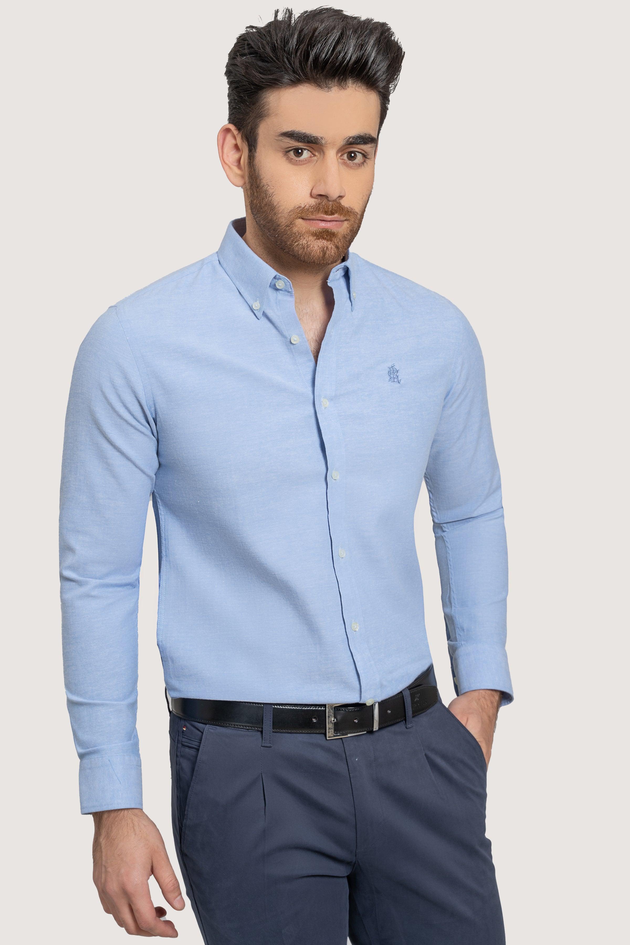 SEMI CASUAL OXFORD LIGHT BLUE SHIRT at Charcoal Clothing