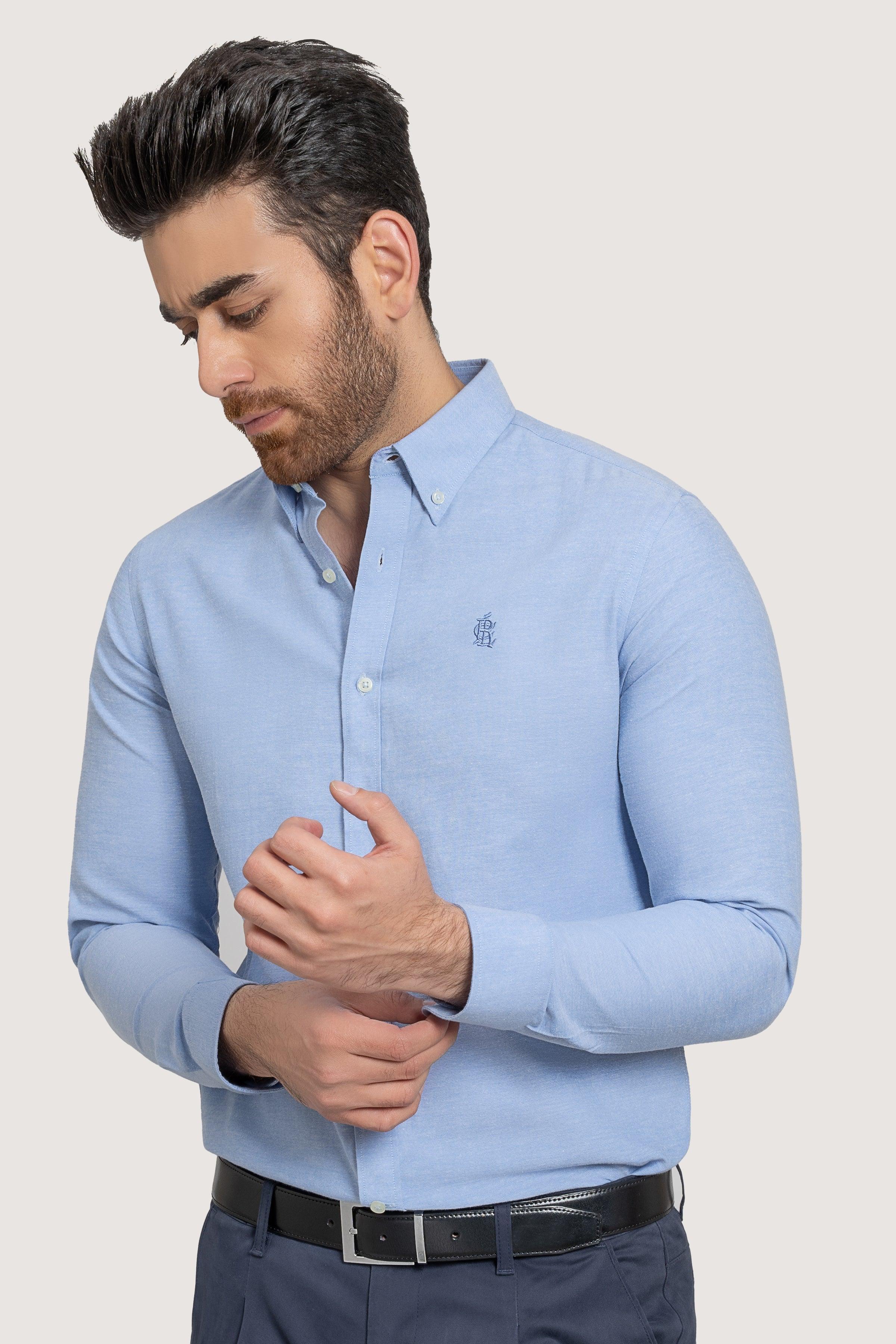 SEMI CASUAL OXFORD LIGHT BLUE SHIRT at Charcoal Clothing