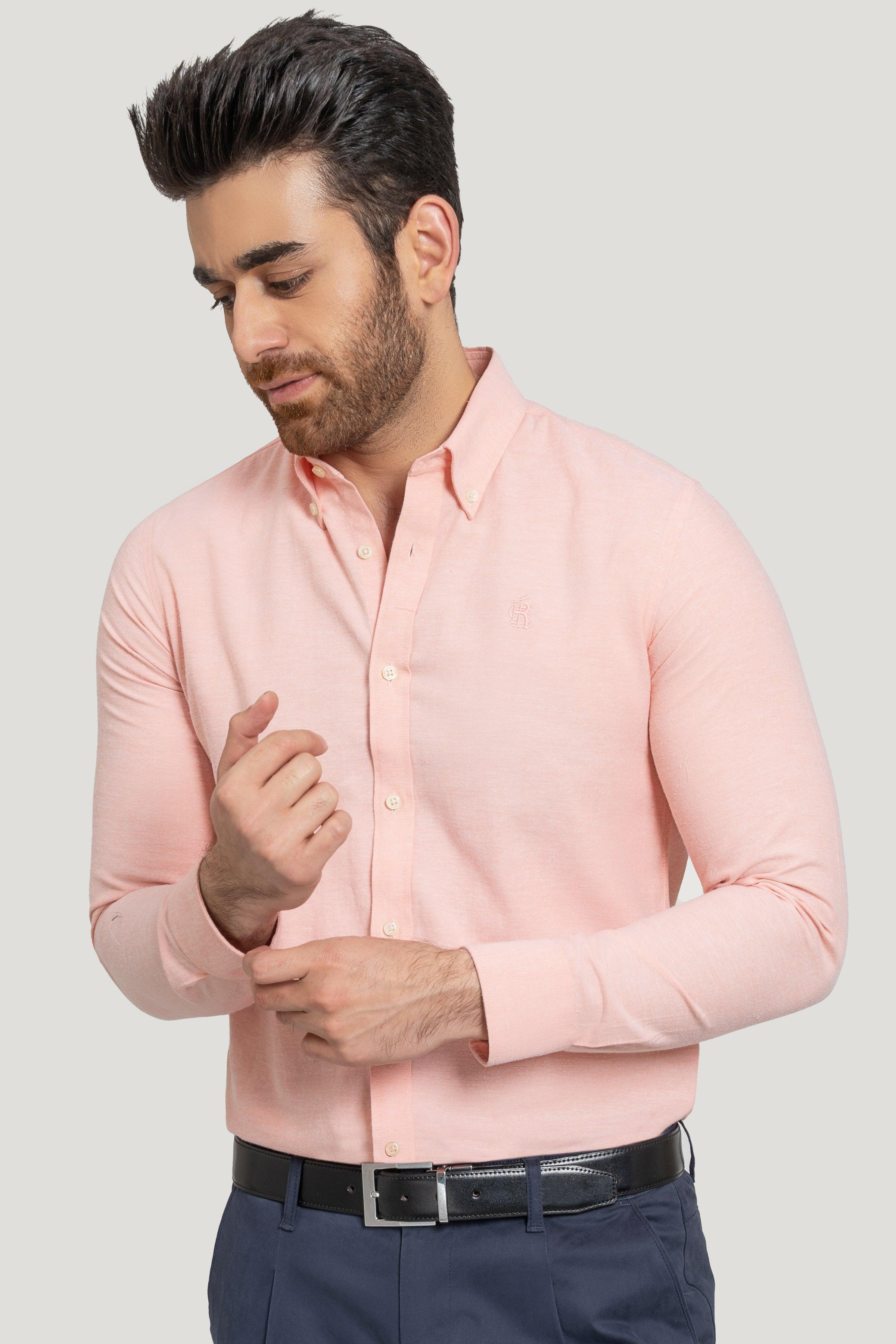 SEMI CASUAL OXFORD PEACH SHIRT at Charcoal Clothing