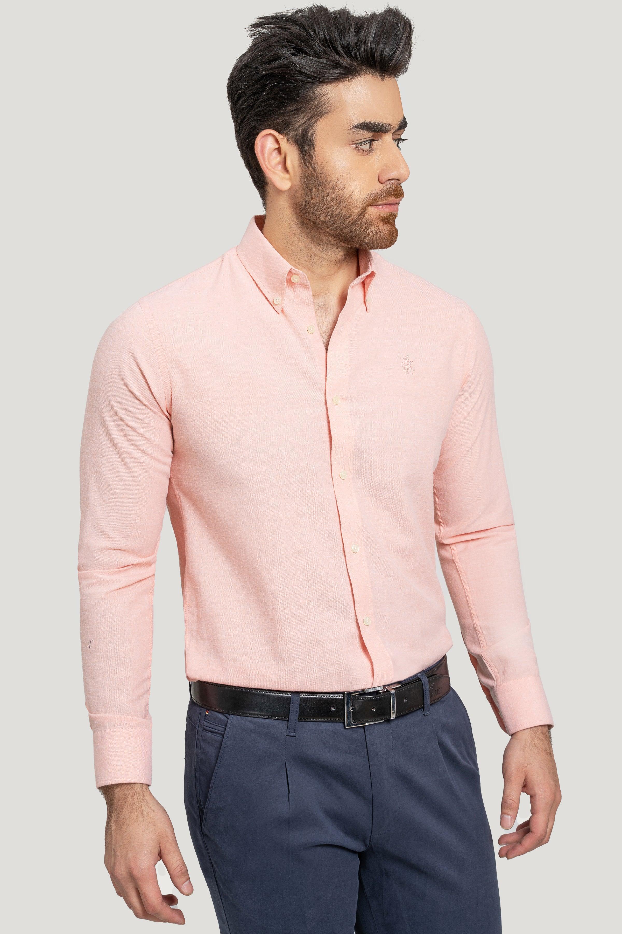 SEMI CASUAL OXFORD PEACH SHIRT at Charcoal Clothing