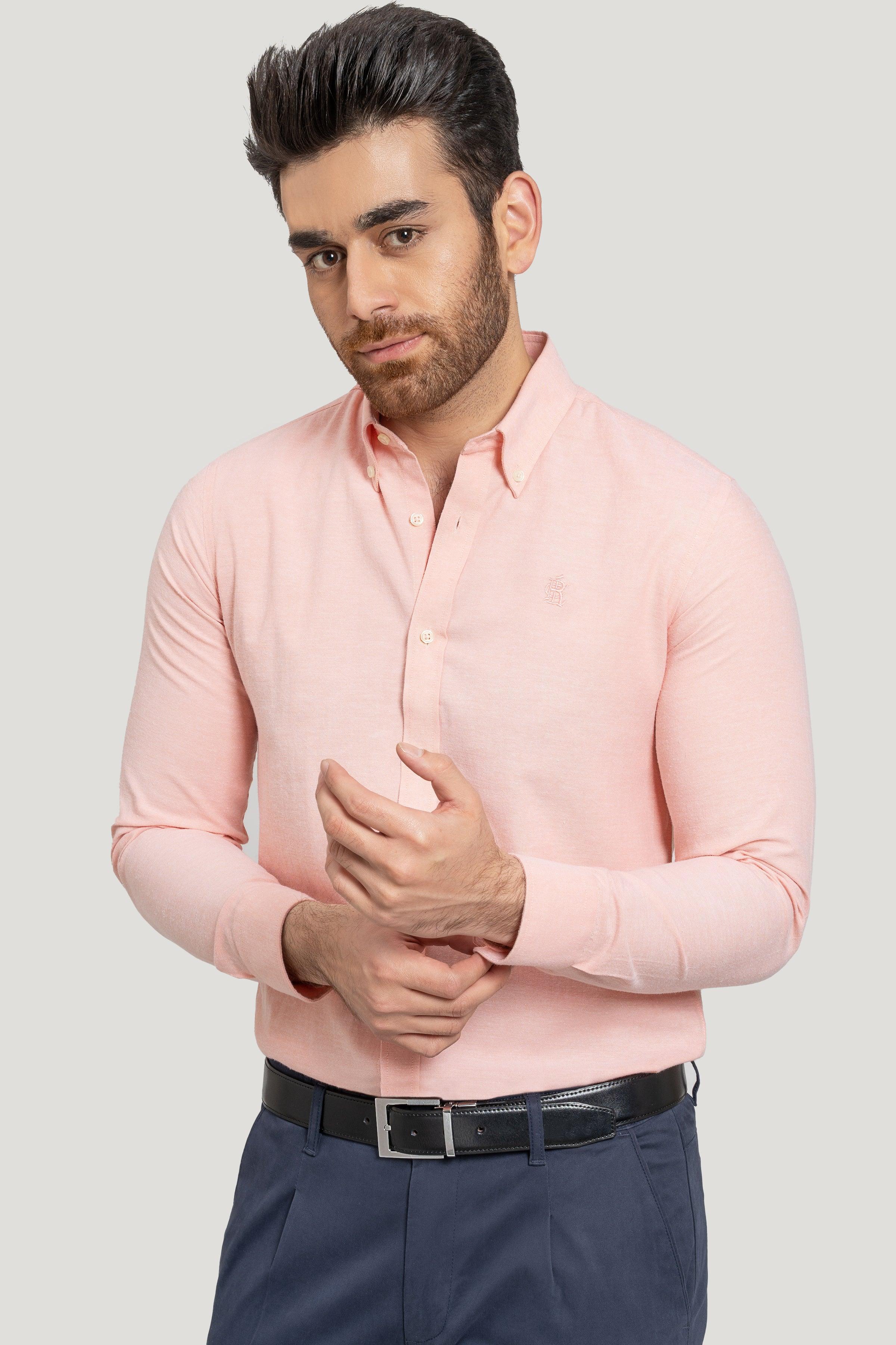 SEMI CASUAL OXFORD PEACH SHIRT at Charcoal Clothing