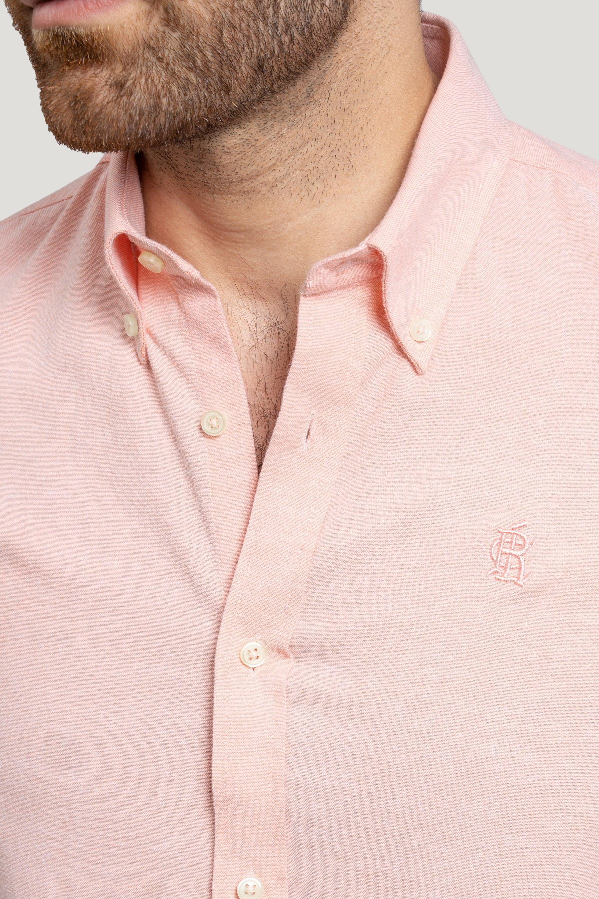 SEMI CASUAL OXFORD PEACH SHIRT at Charcoal Clothing