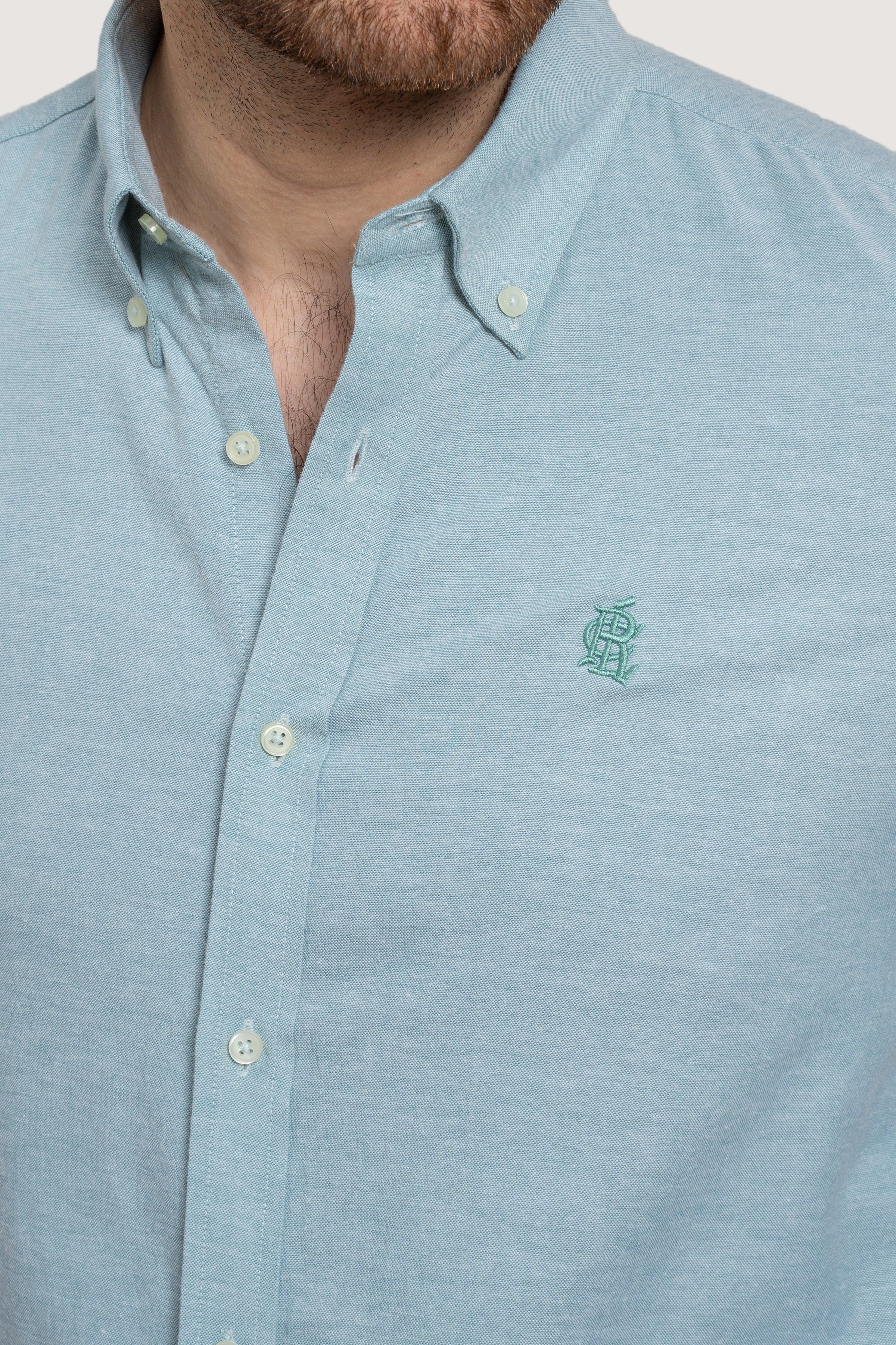 SEMI CASUAL OXFORD SEE GREEN SHIRT at Charcoal Clothing