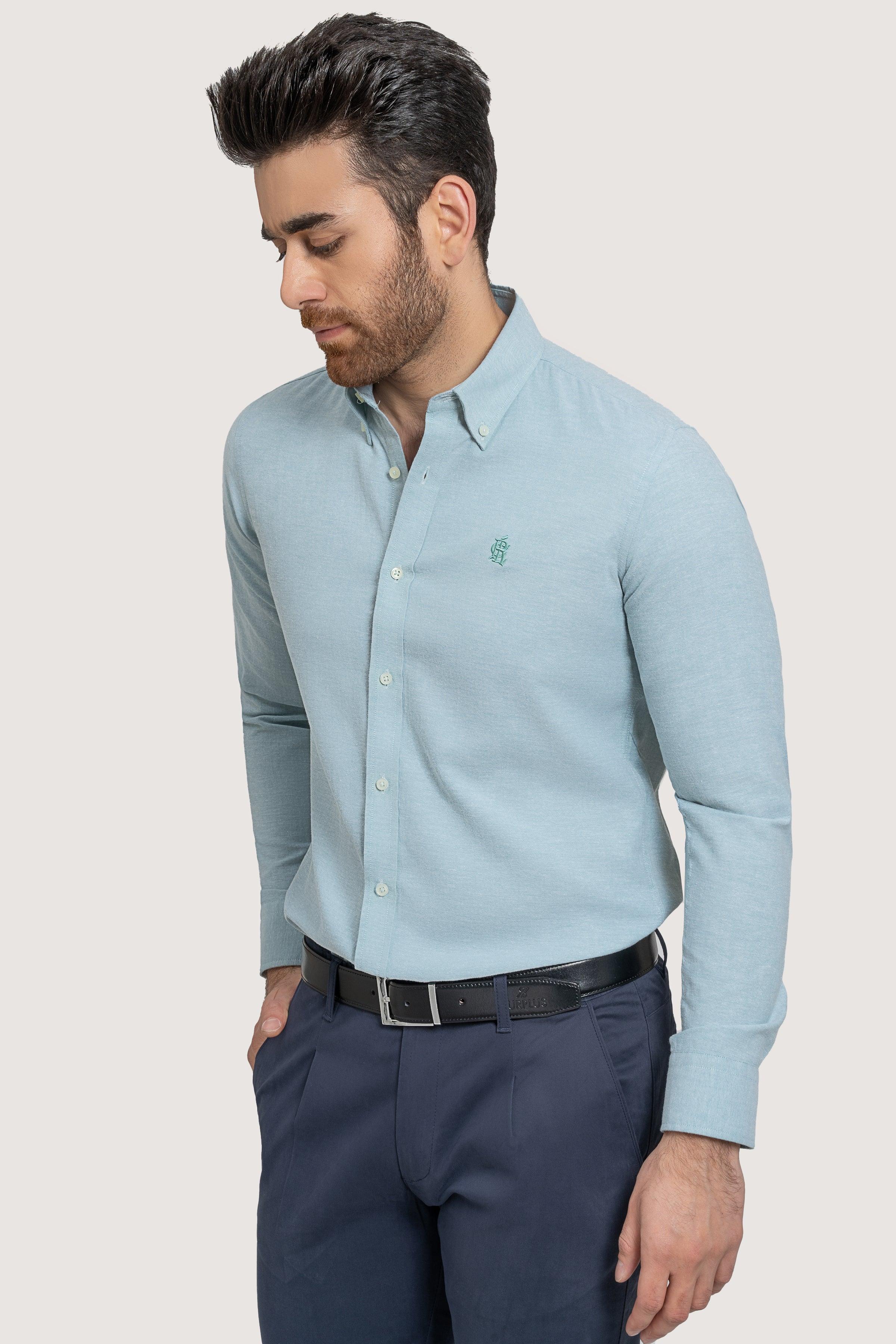 SEMI CASUAL OXFORD SEE GREEN SHIRT at Charcoal Clothing