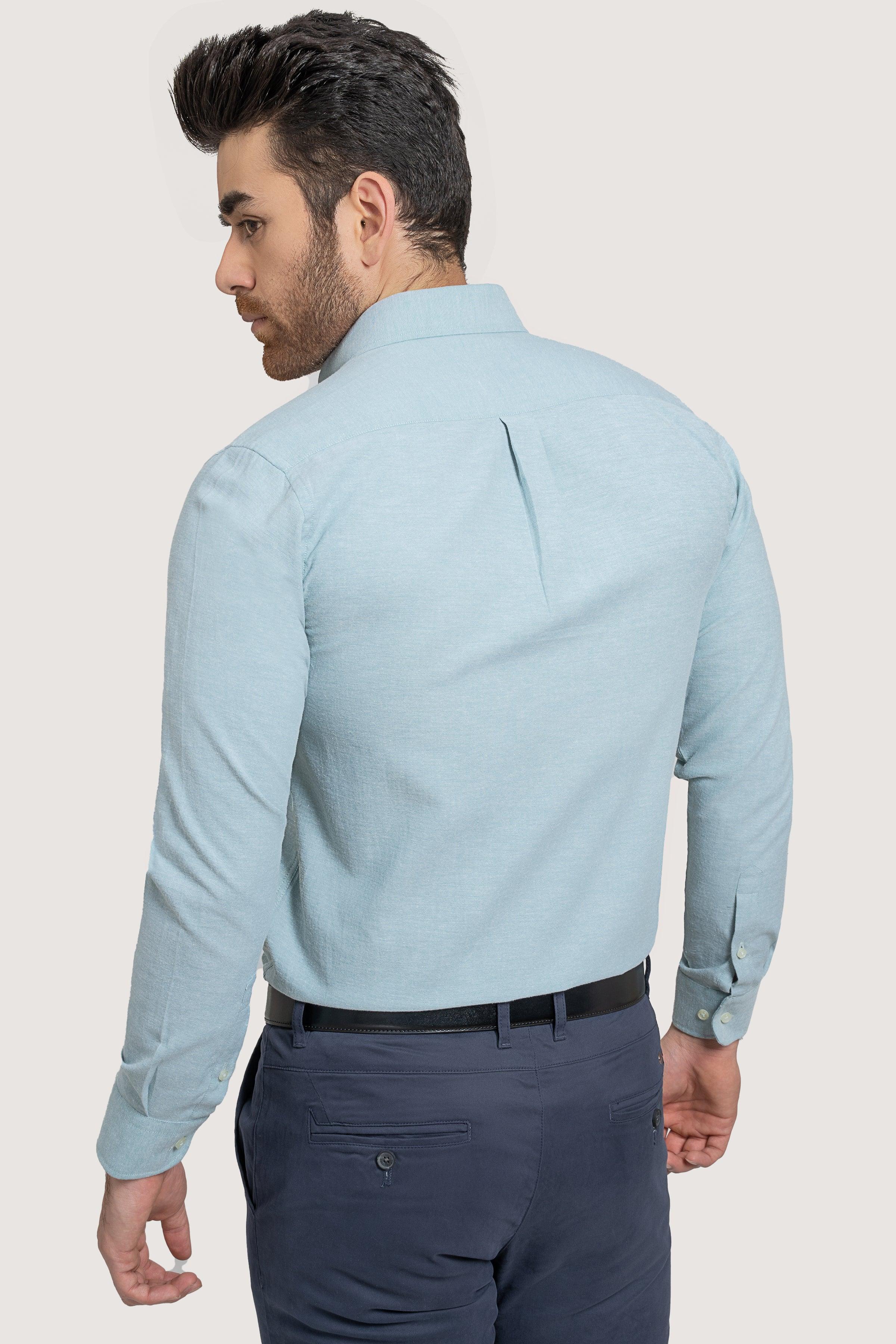 SEMI CASUAL OXFORD SEE GREEN SHIRT at Charcoal Clothing