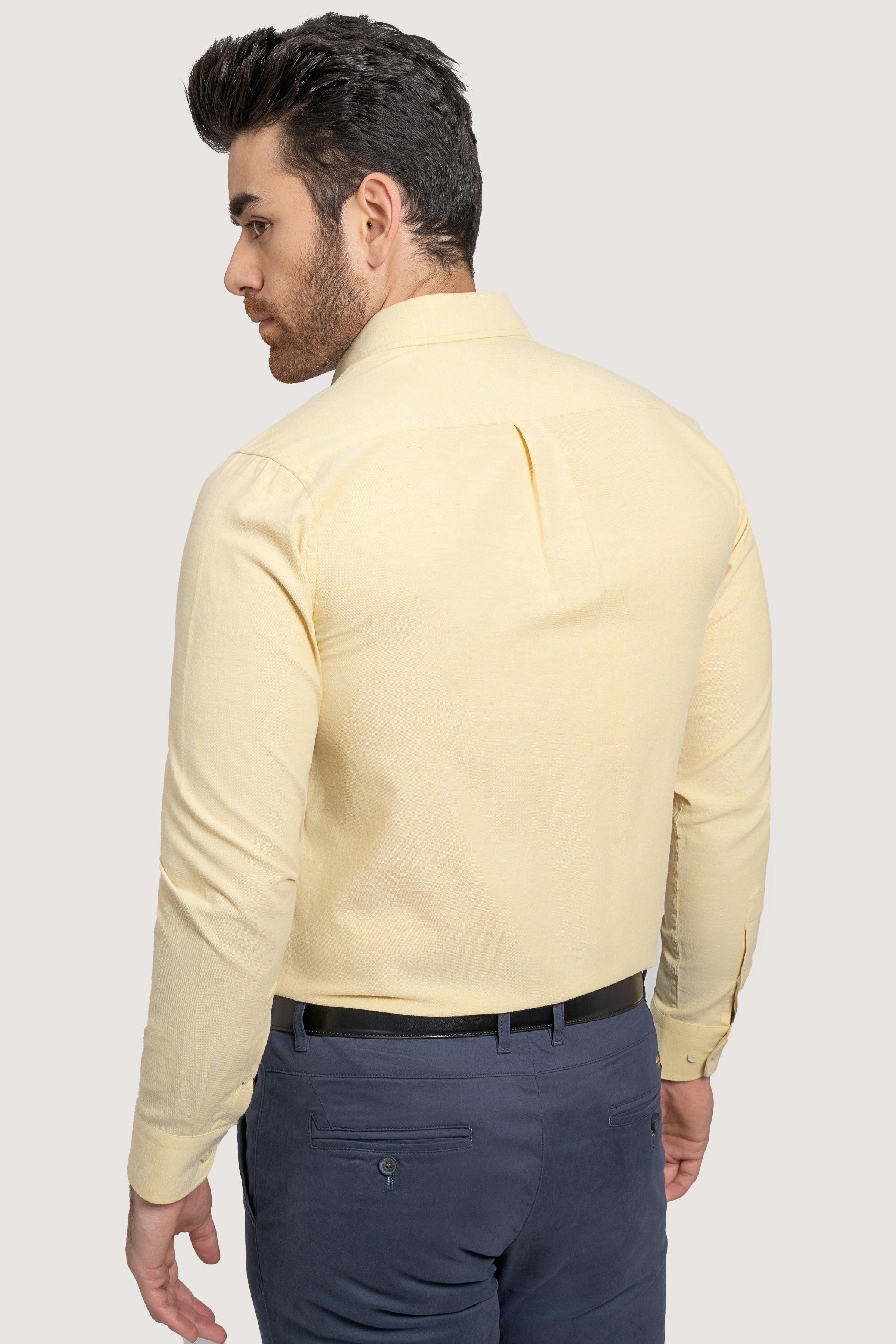 SEMI CASUAL OXFORD YELLOW LIME SHIRT at Charcoal Clothing