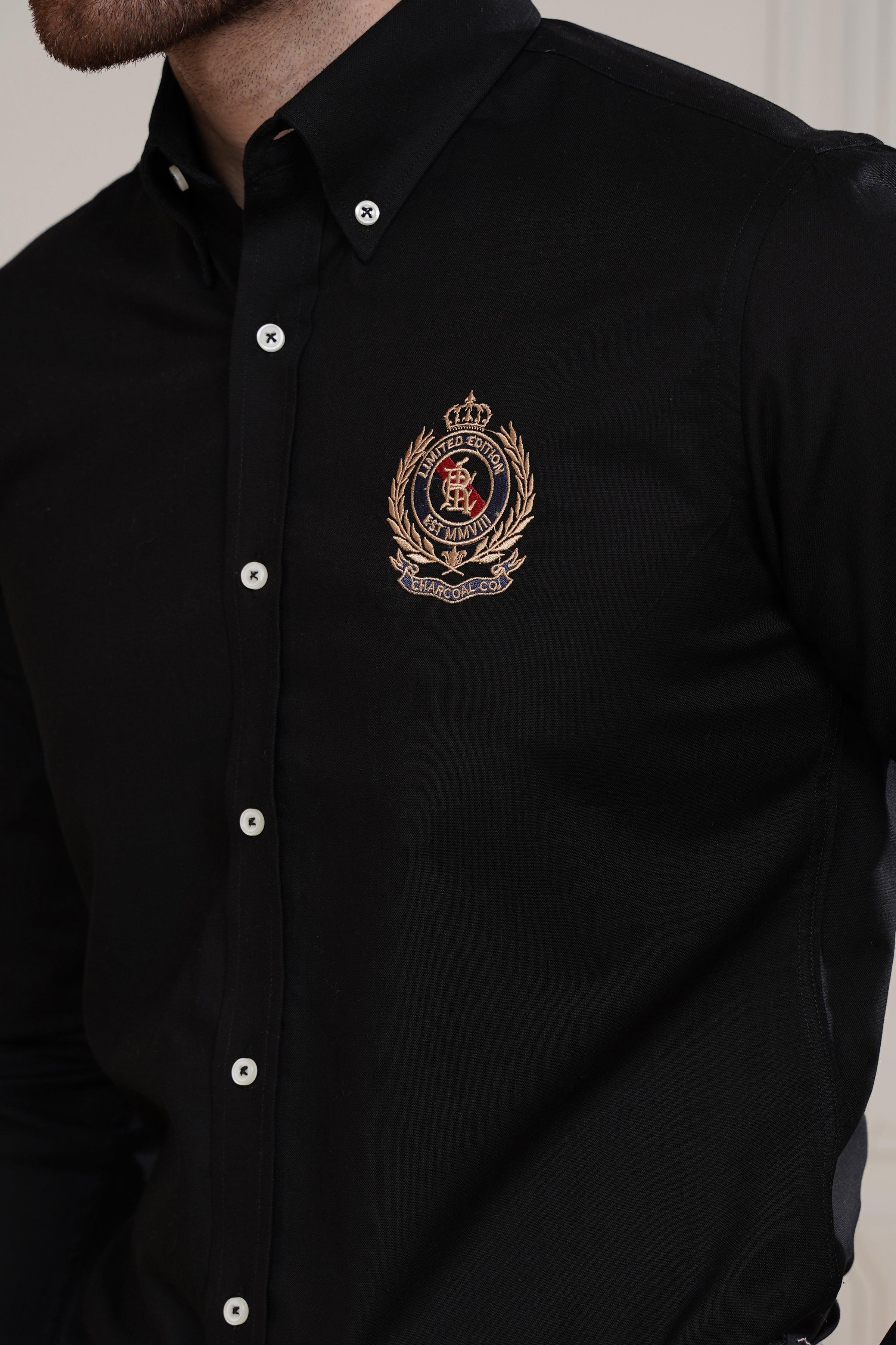SEMI CASUAL SHIRT BLACK at Charcoal Clothing