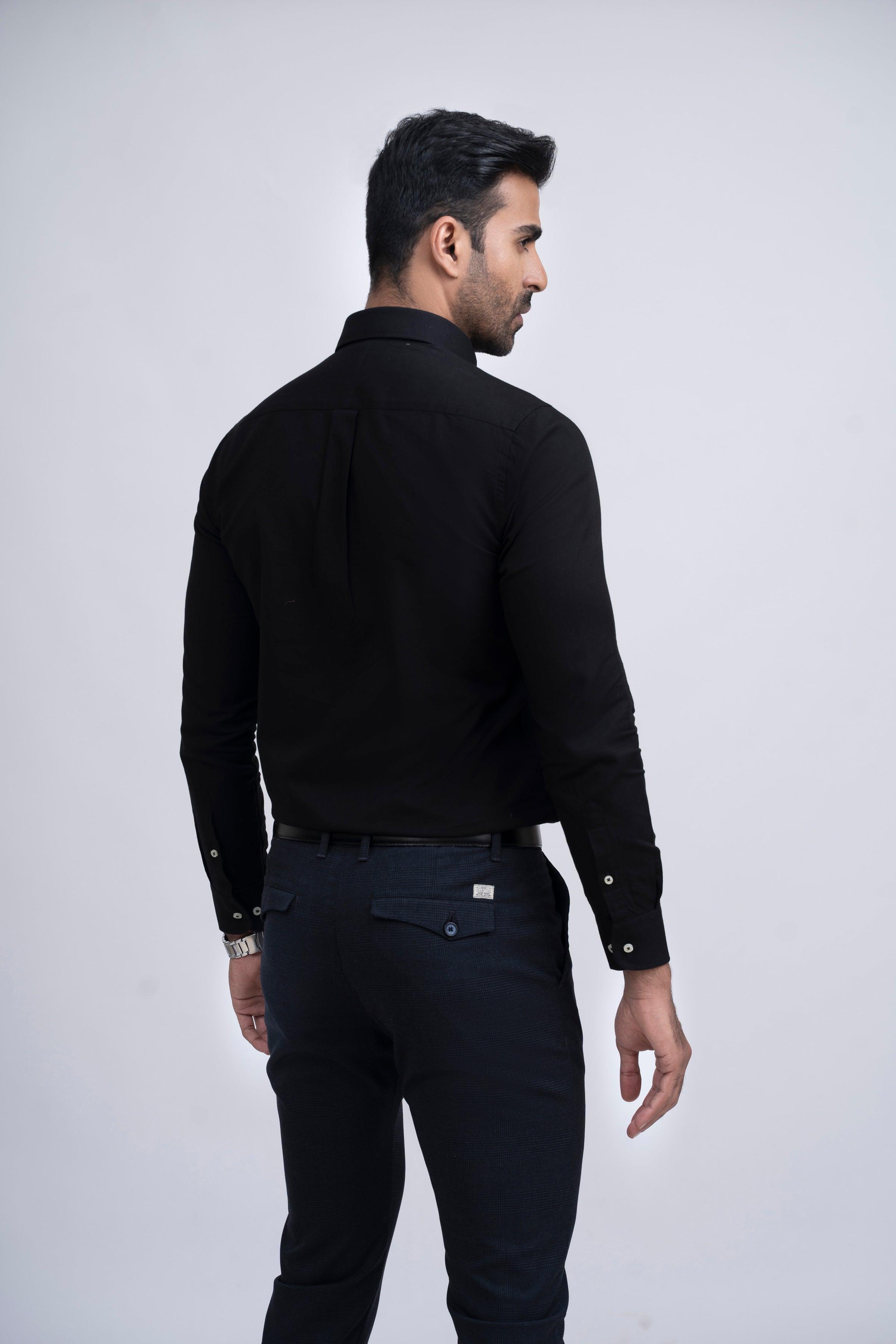 SEMI CASUAL SHIRT BLACK at Charcoal Clothing