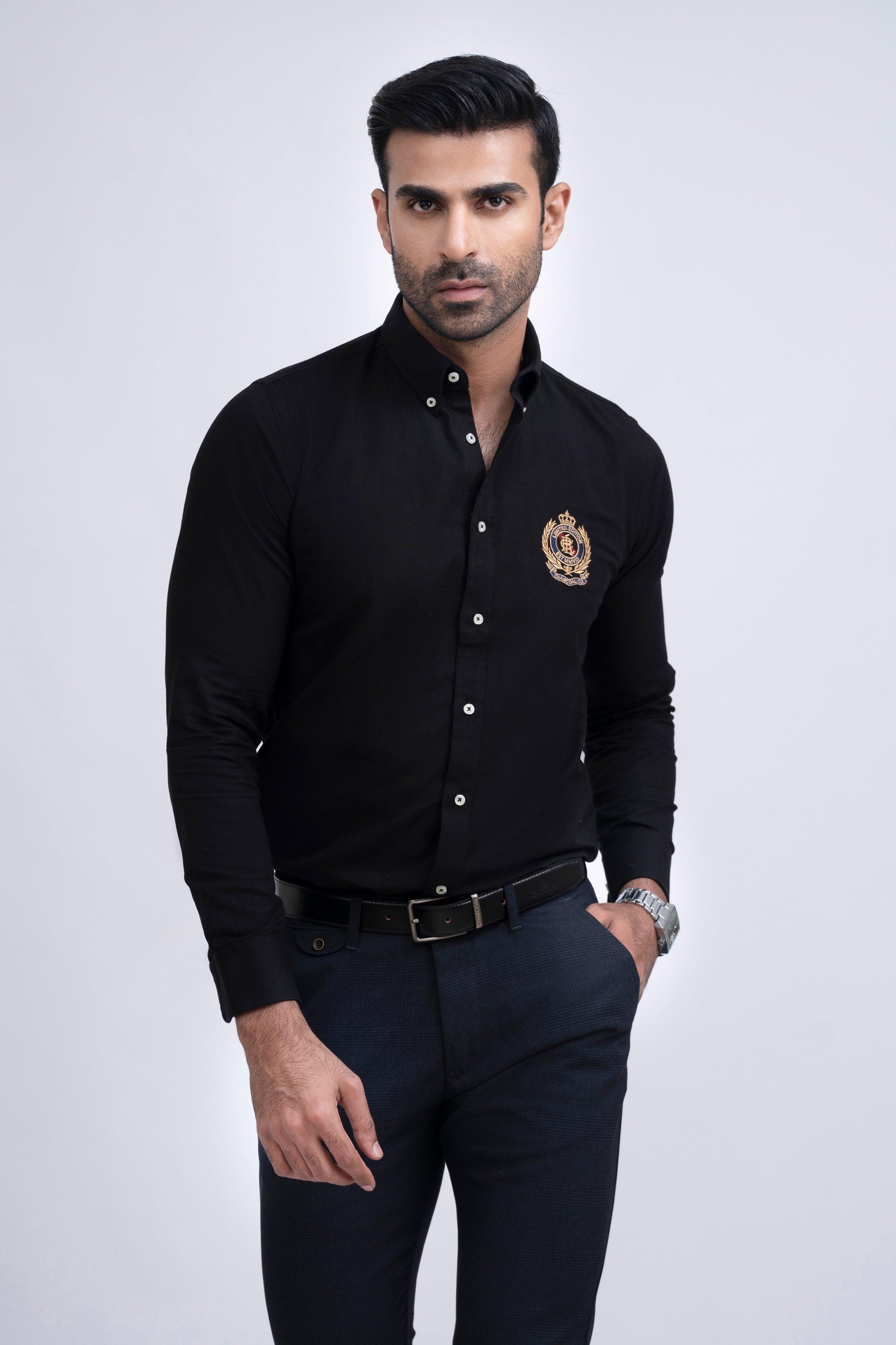 SEMI CASUAL SHIRT BLACK at Charcoal Clothing