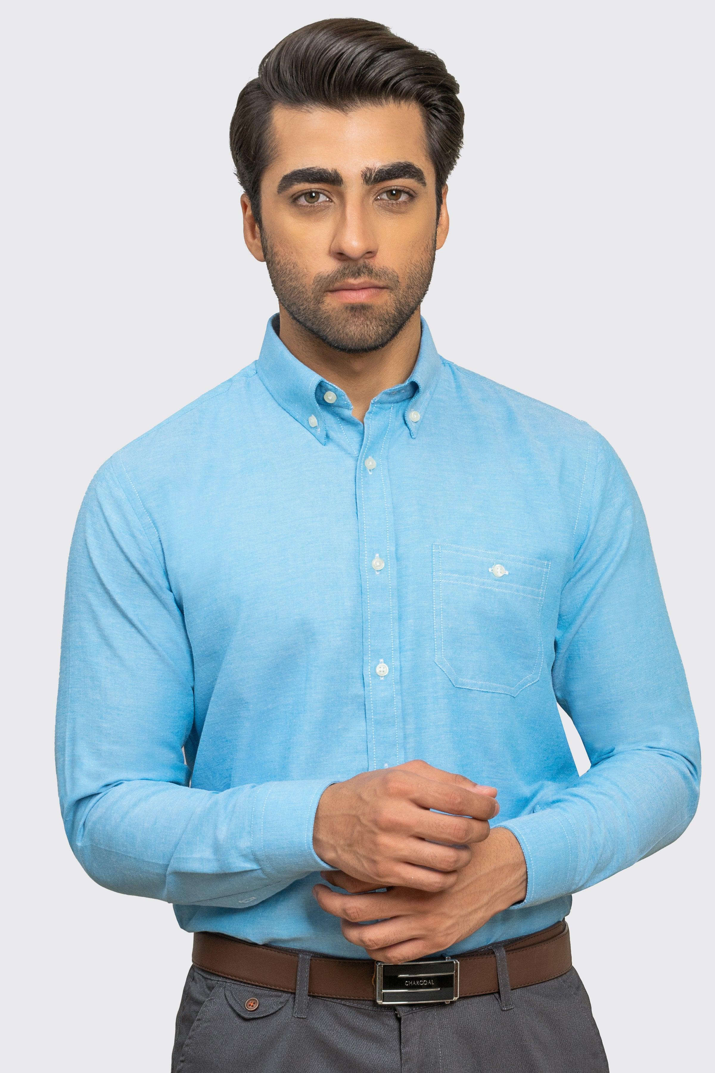 SEMI CASUAL SHIRT BLUE at Charcoal Clothing