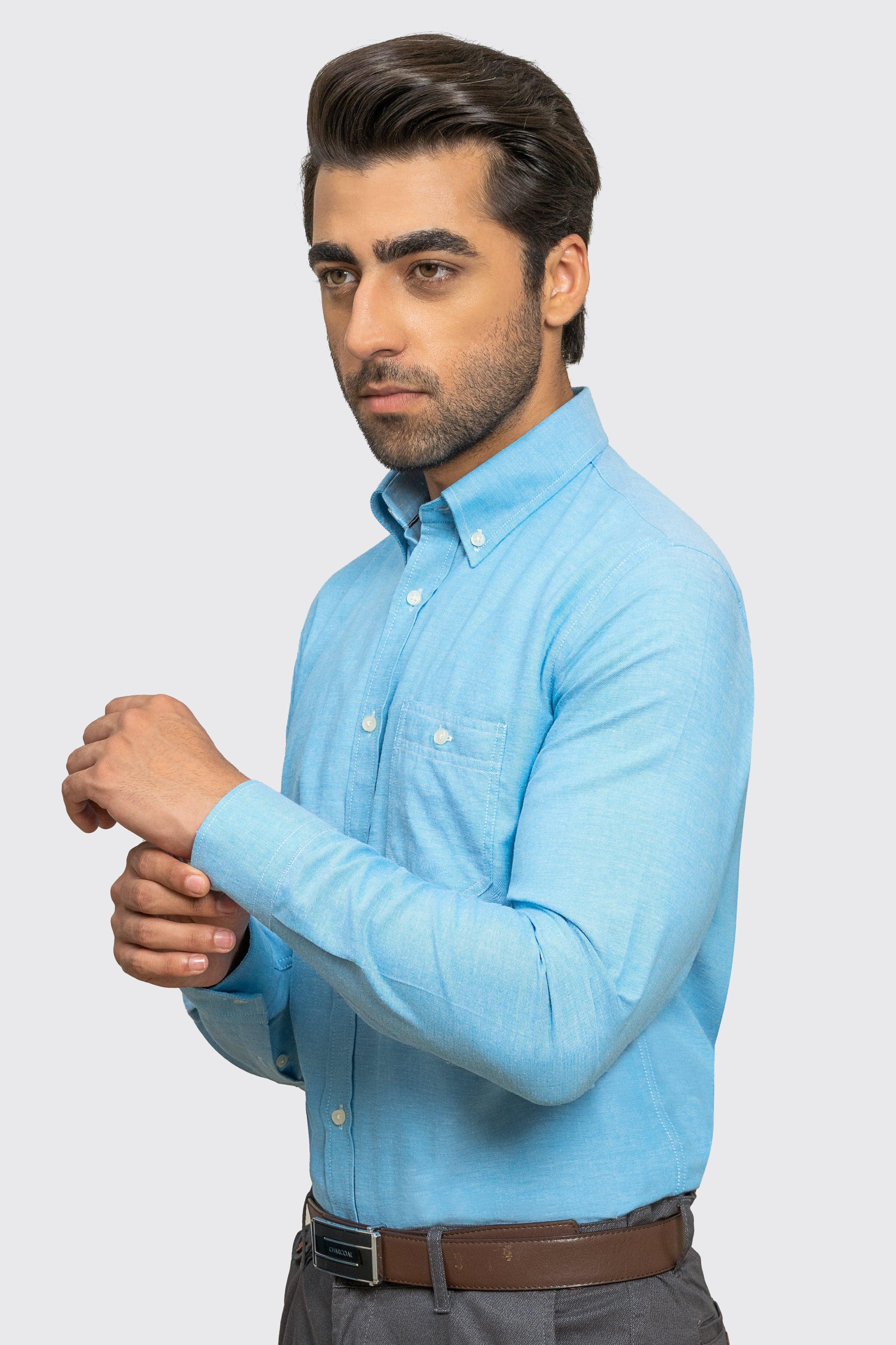 SEMI CASUAL SHIRT BLUE at Charcoal Clothing