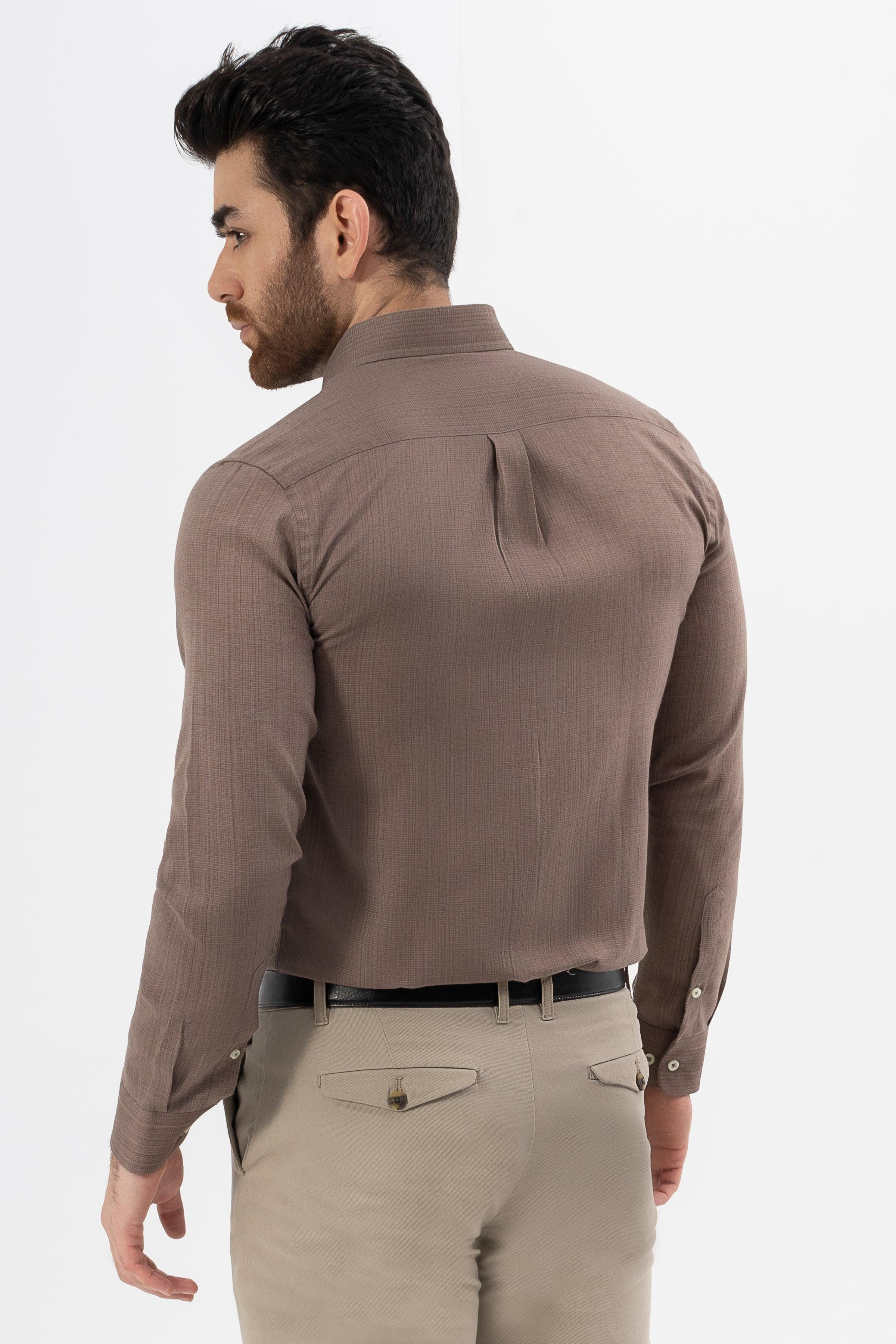 SEMI CASUAL SHIRT BROWN at Charcoal Clothing