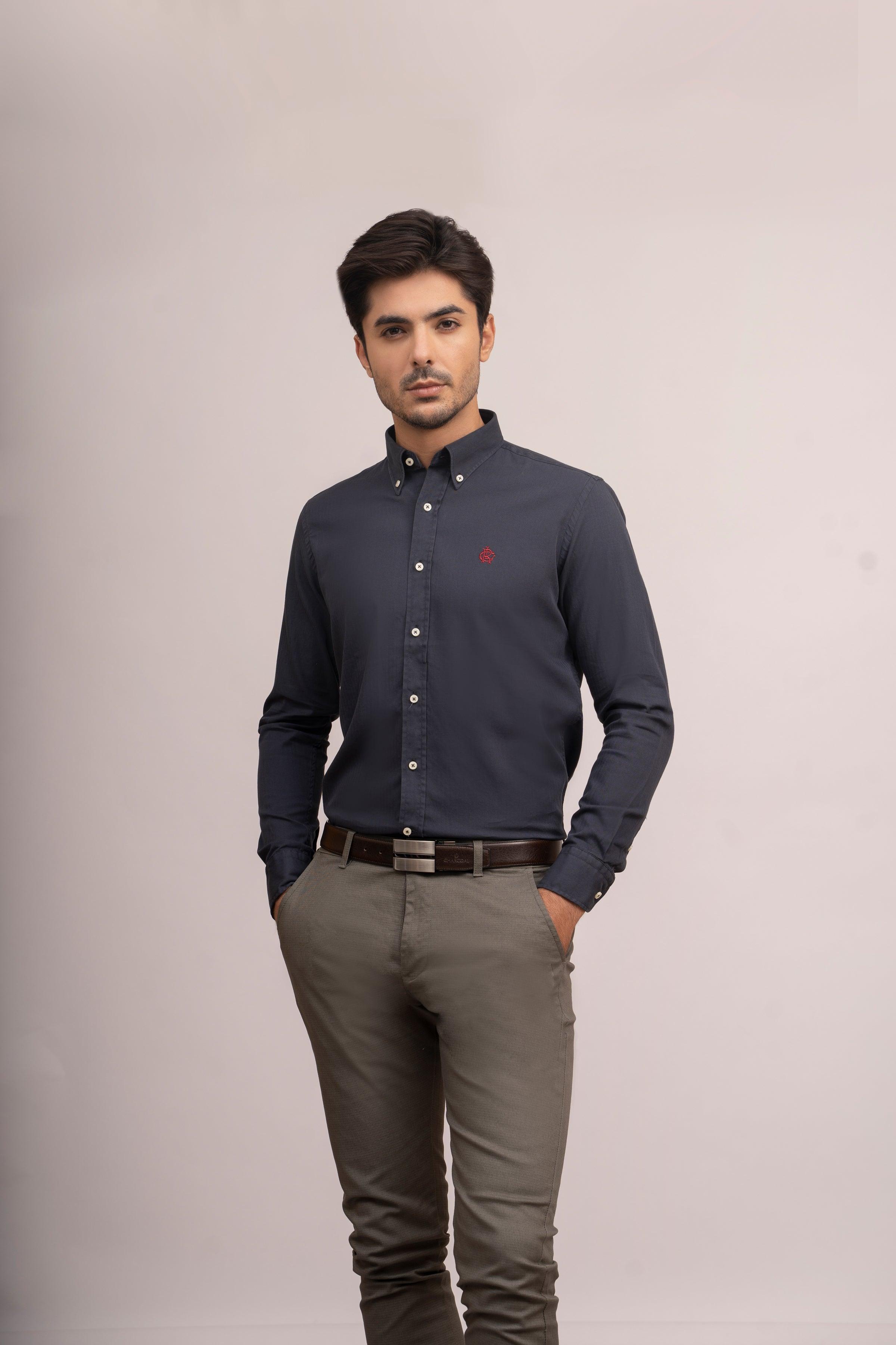 SEMI CASUAL SHIRT CAHRCOAL GREY at Charcoal Clothing