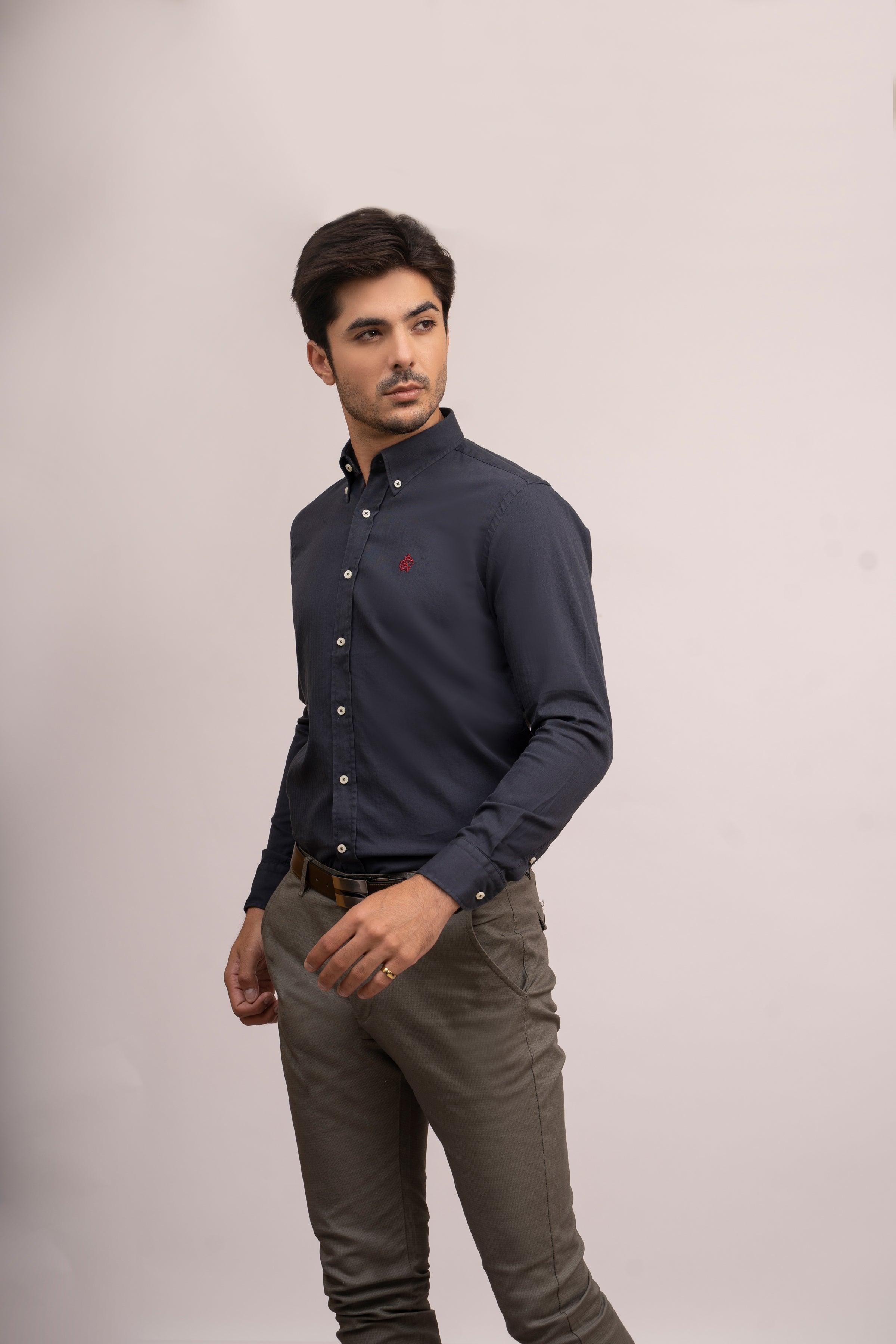SEMI CASUAL SHIRT CAHRCOAL GREY at Charcoal Clothing