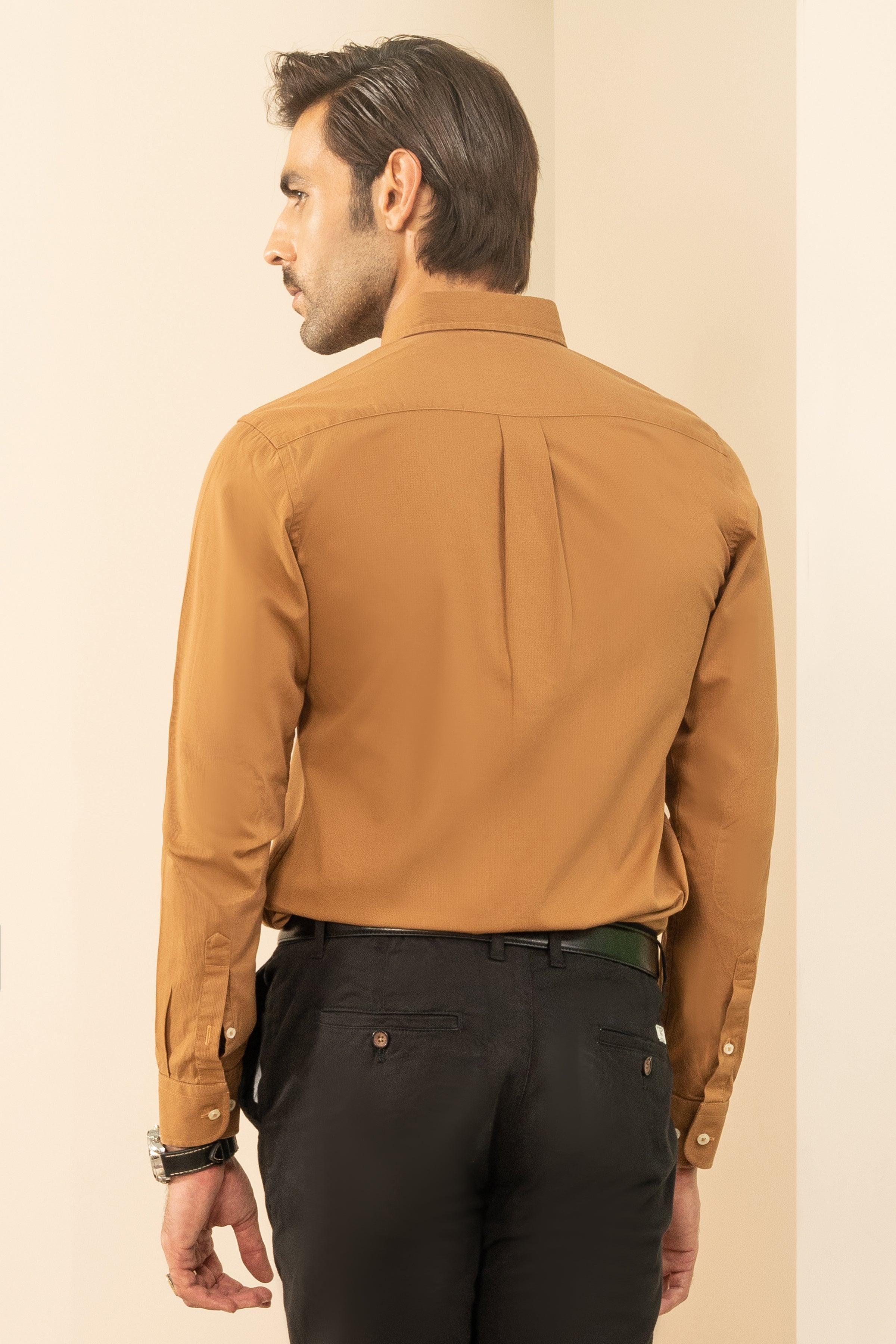 SEMI CASUAL SHIRT DARK KHAKI at Charcoal Clothing