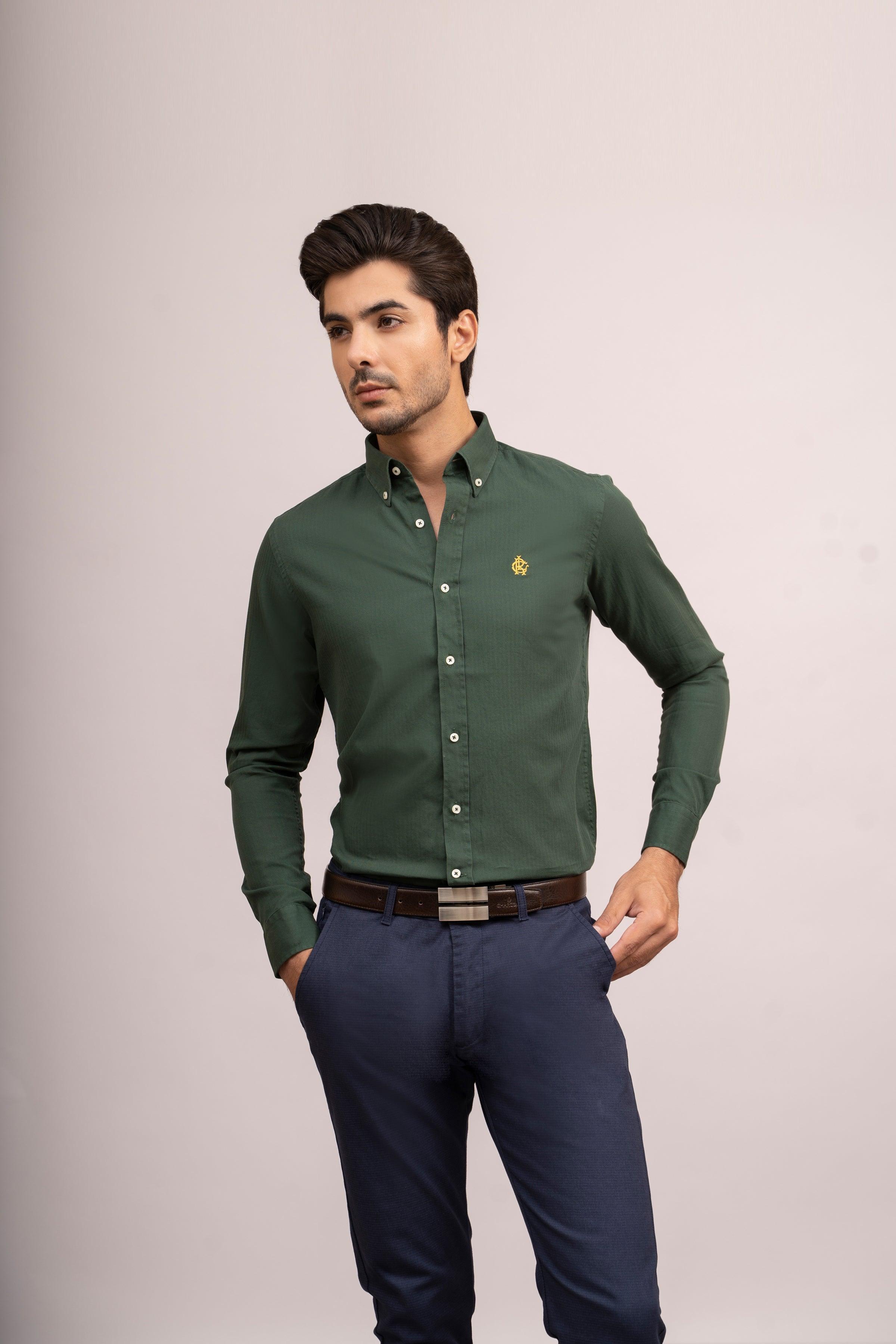 SEMI CASUAL SHIRT GREEN at Charcoal Clothing