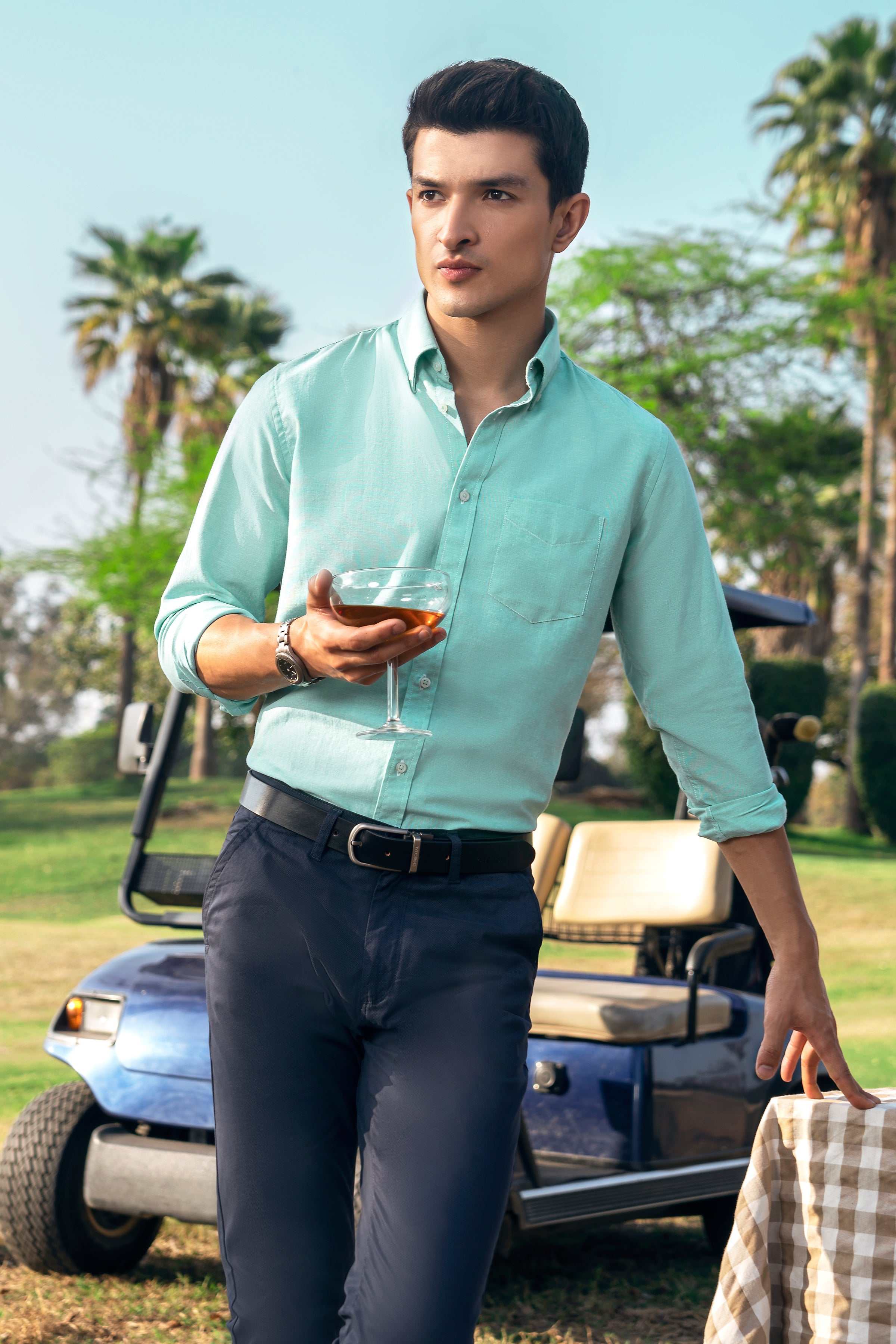 SEMI CASUAL SHIRT GREEN at Charcoal Clothing