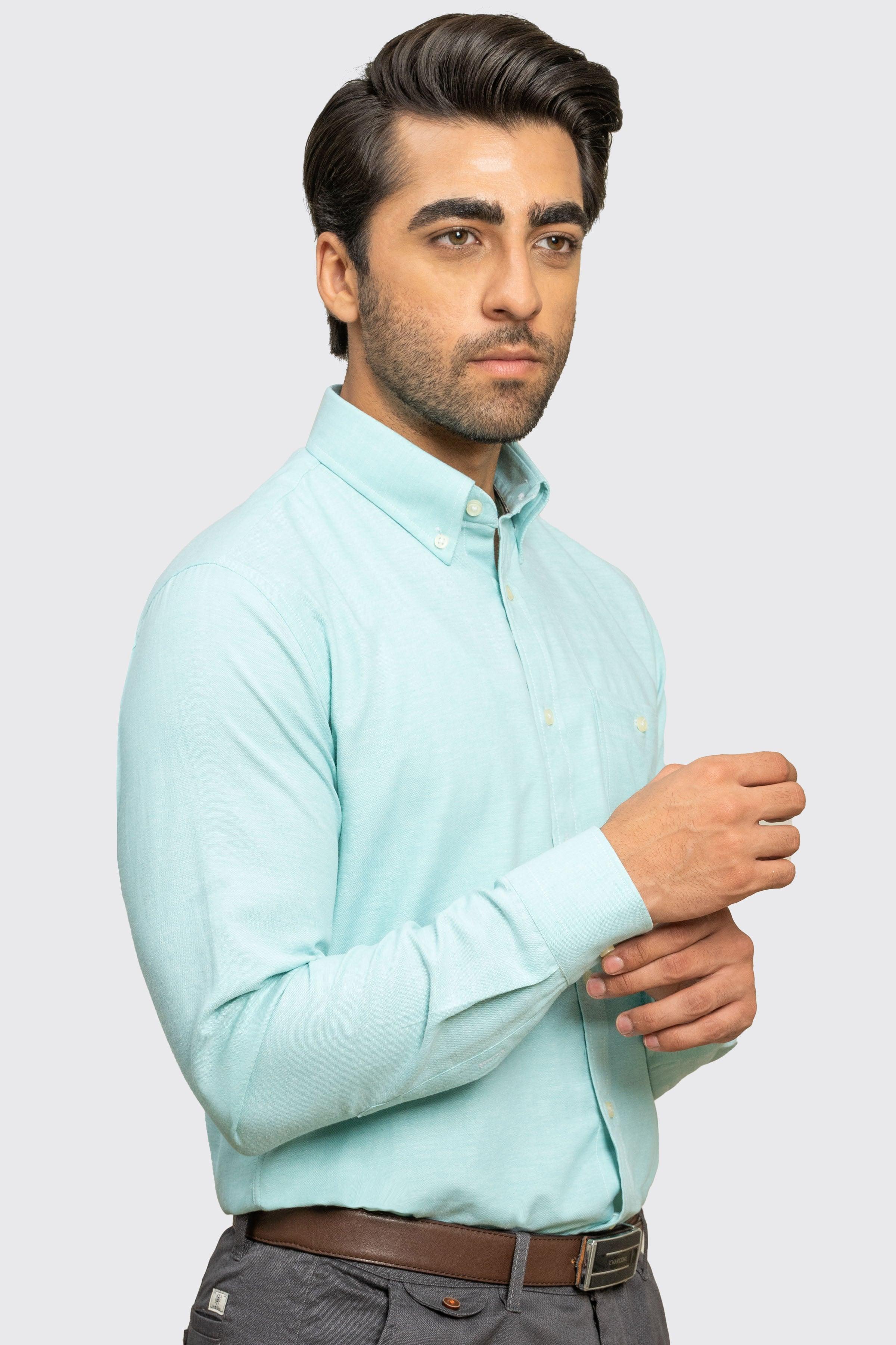 SEMI CASUAL SHIRT GREEN at Charcoal Clothing