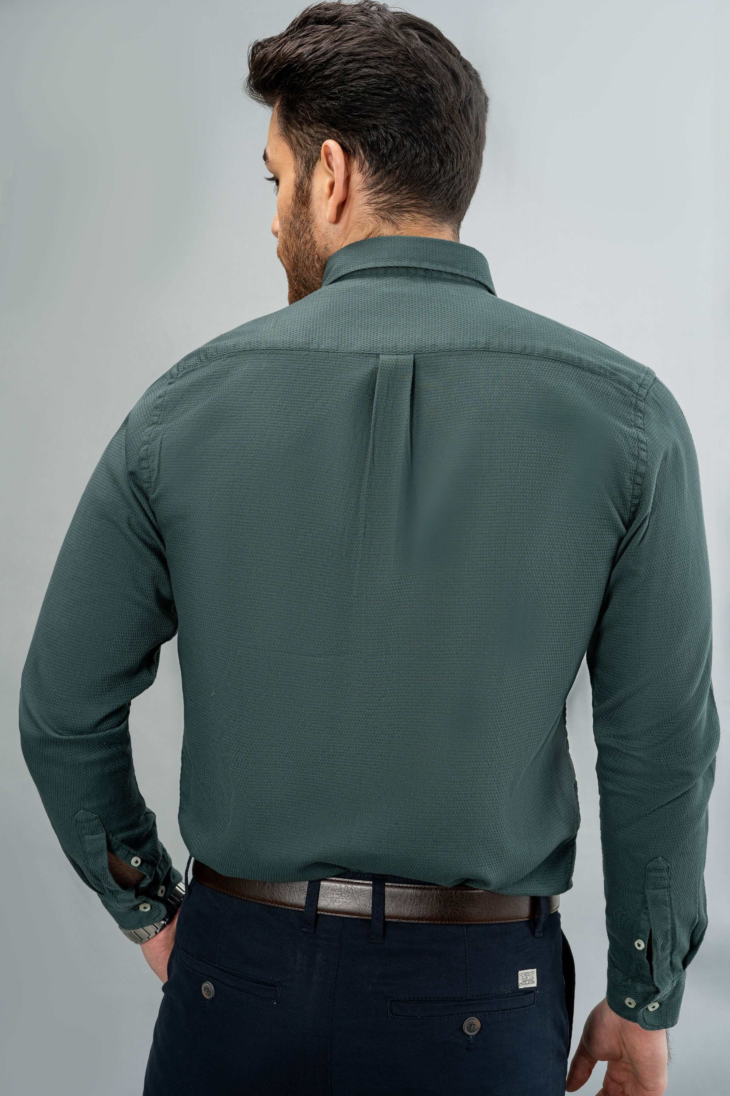 SEMI CASUAL SHIRT GREEN at Charcoal Clothing