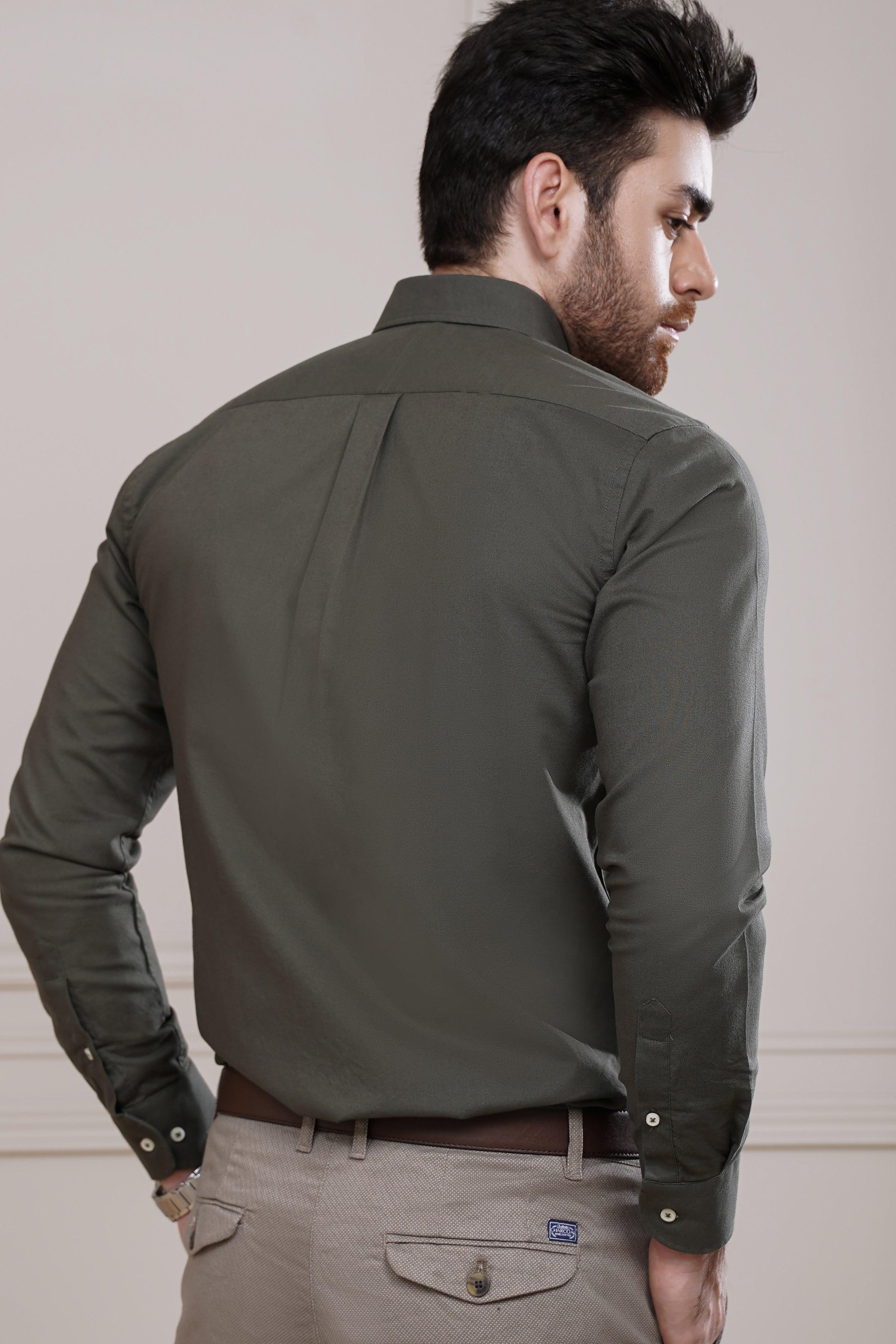 SEMI CASUAL SHIRT GREEN at Charcoal Clothing