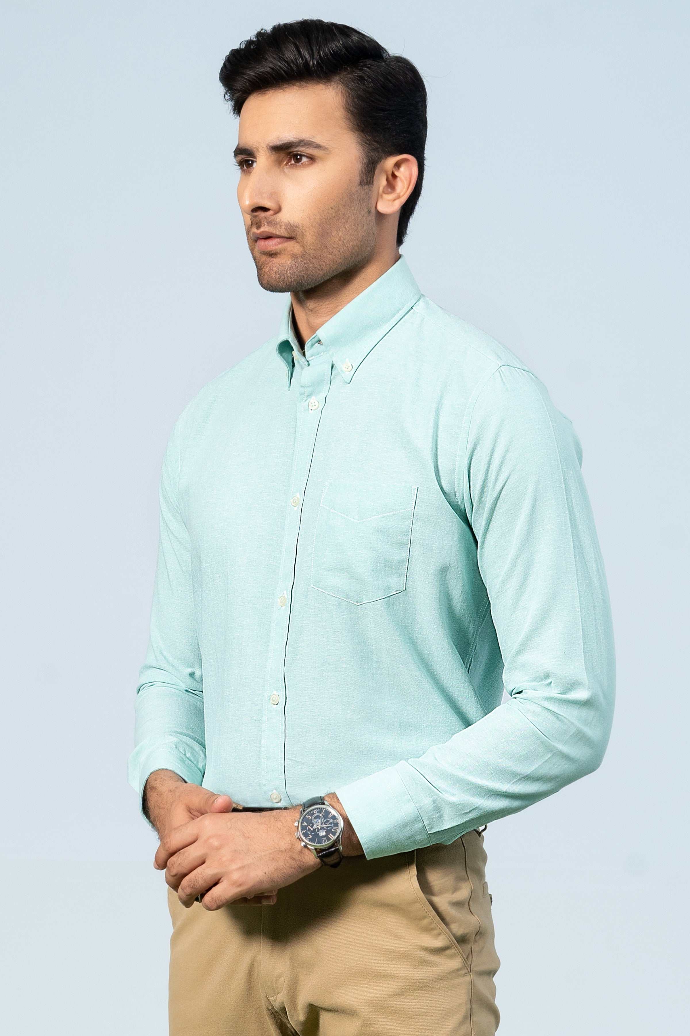 SEMI CASUAL SHIRT GREEN at Charcoal Clothing